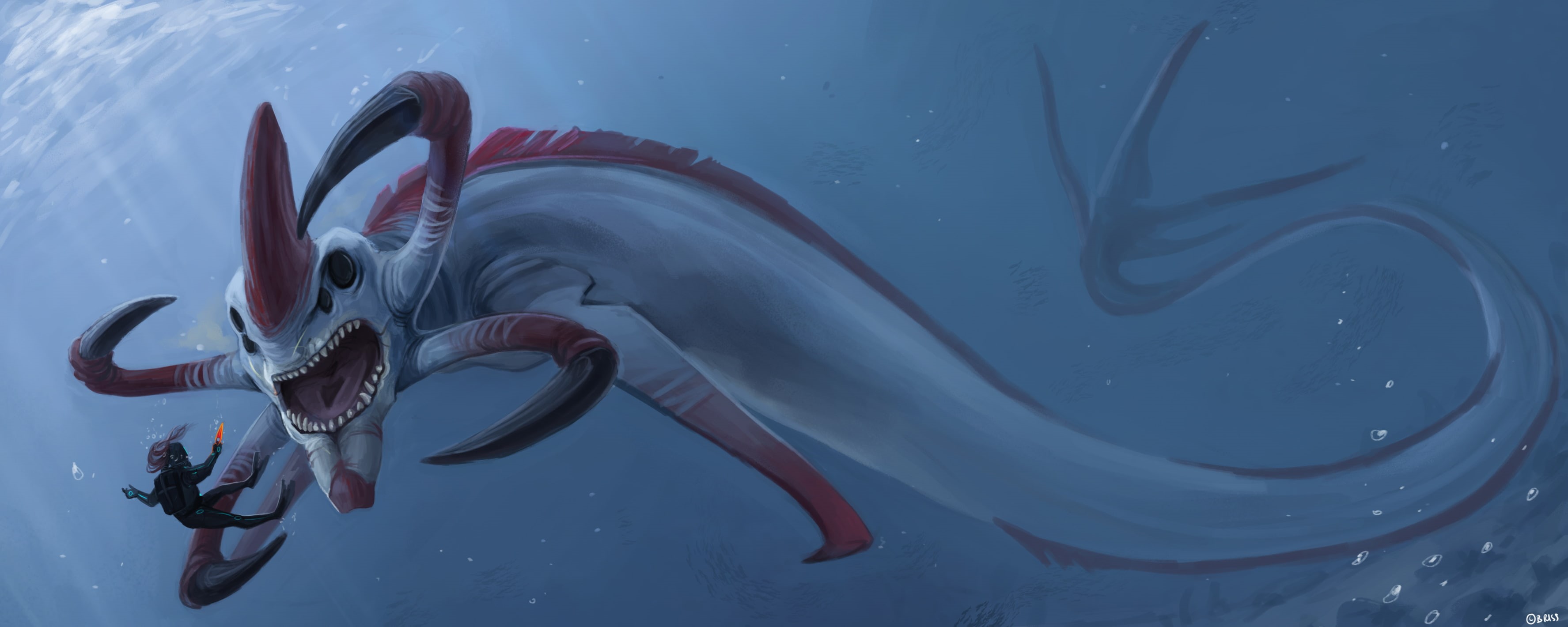 2K, Sea Monster, Video Game, Underwater, Creature, Subnautica, HD Wallpaper