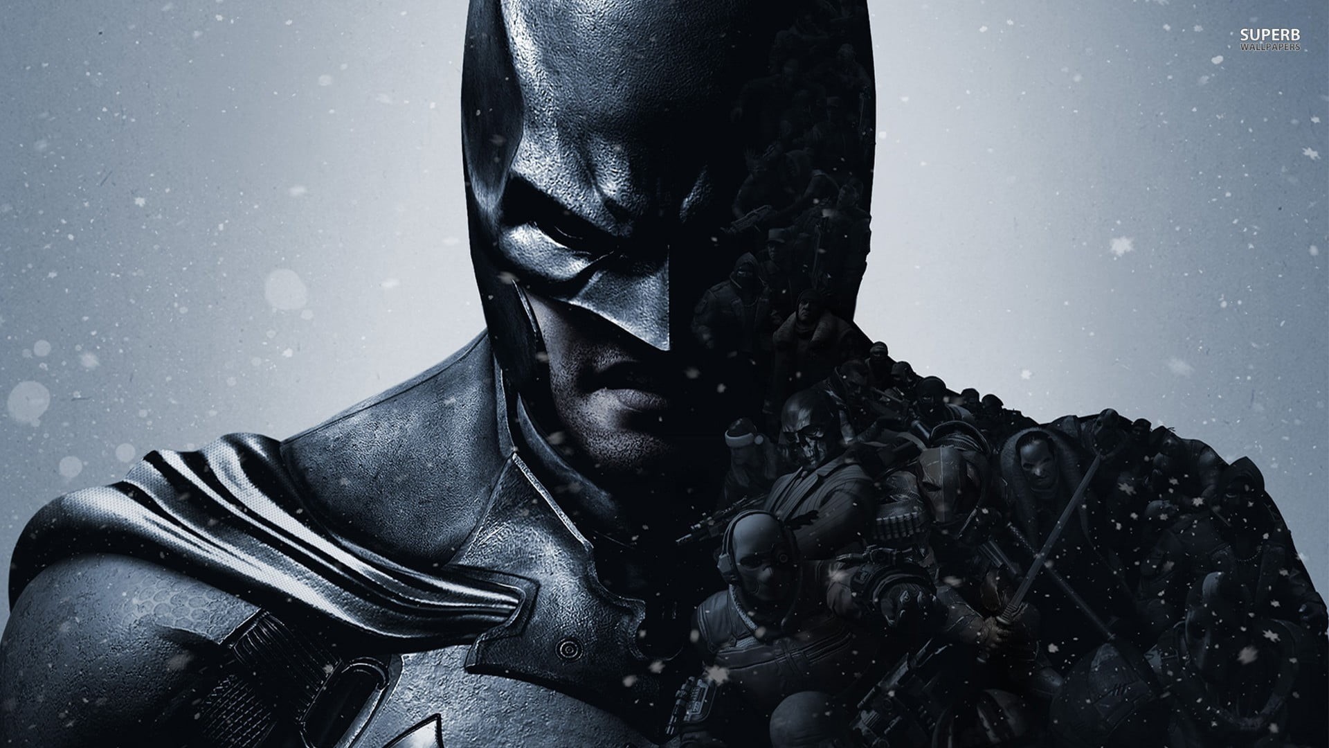armed Forces, protection, poster, front view, people, science, snowing, government, Batman: Arkham Origins, adult, black Color, close-up, backgrounds, portrait, HD Wallpaper