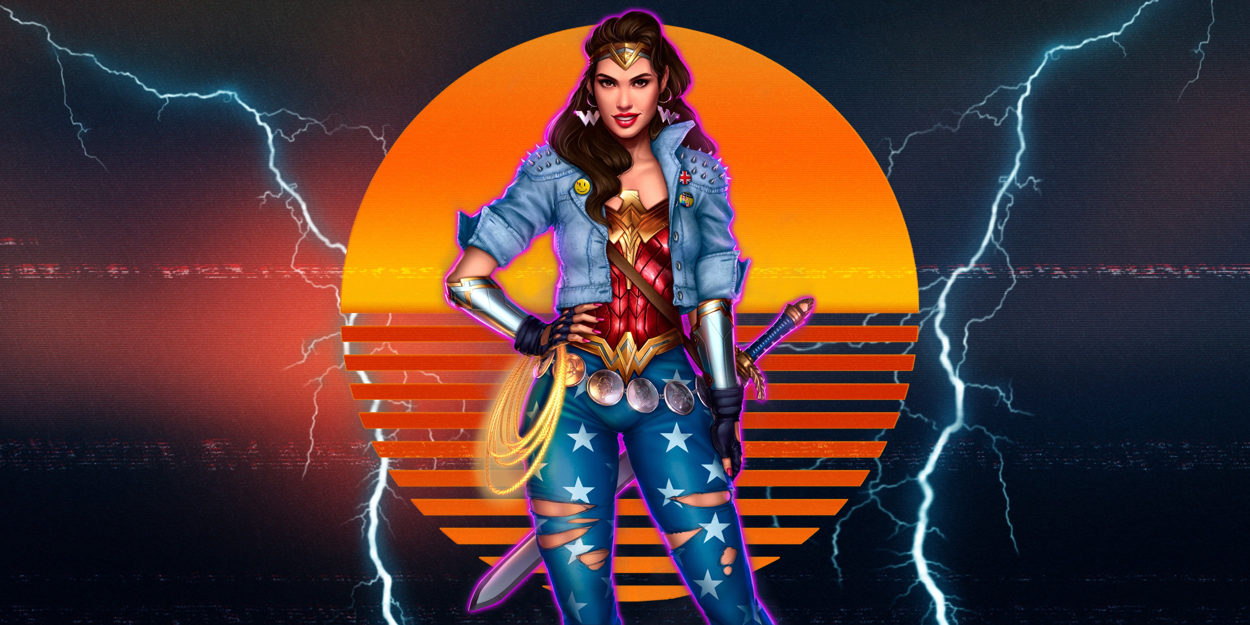 Background, 80s, Cristian Melián C, Synthwave, Beauty, New Retro Wave, Synth, madeinkipish, Retrowave, Wonder Woman 84, Beautiful, 4K, Style, Illustration, HD Wallpaper