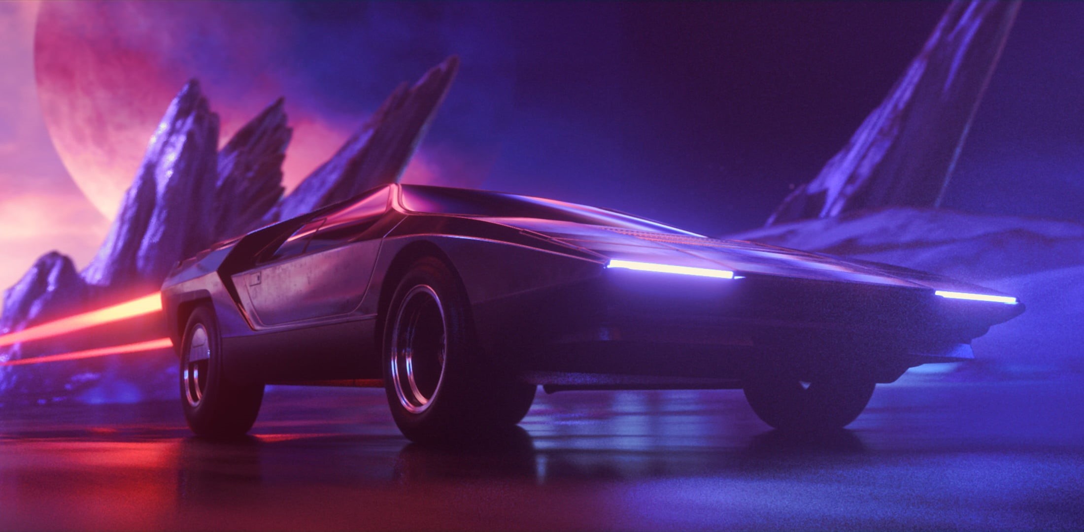 mode of transportation, illuminated, shiny, night, wheel, motor vehicle, motion, synthwave, artwork, indoors, nightlife, car, speed, dusk, land vehicle, HD Wallpaper