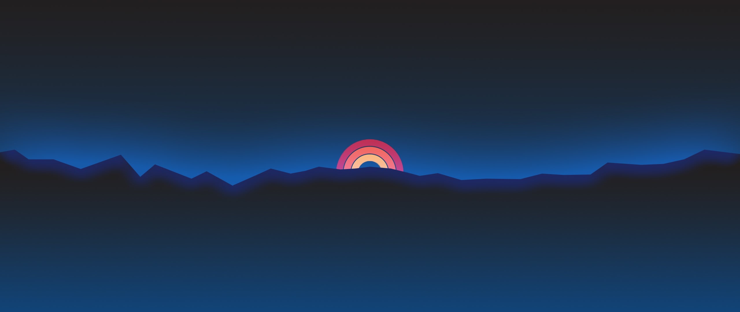 neon, minimal, retro, style, 2K, sunset, rainbow, HD Wallpaper