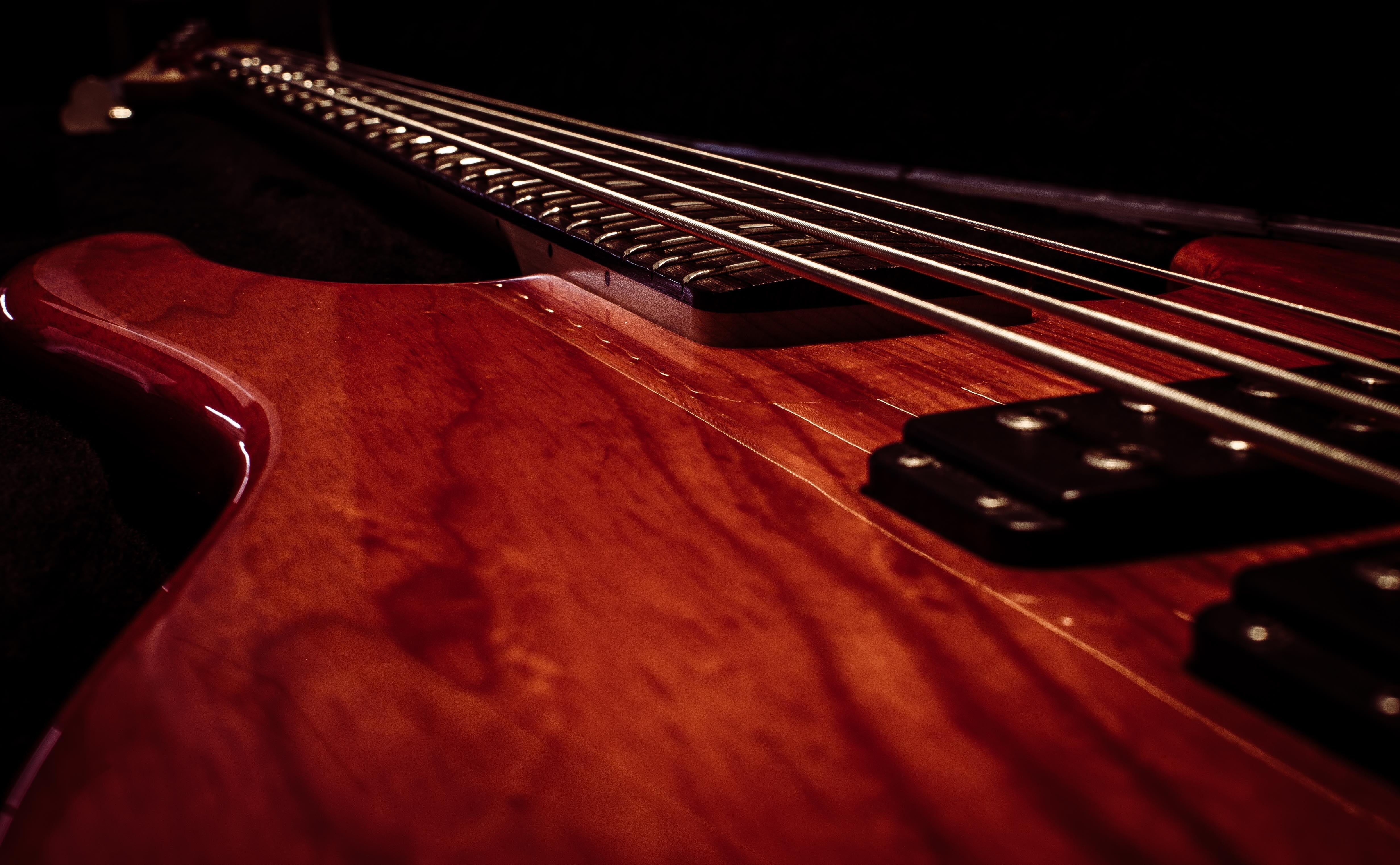 orange, bass guitar, musical Instrument String, red, music, single object, brown, play guitar, black color, close-up, arts And Entertainment, close up, HD Wallpaper