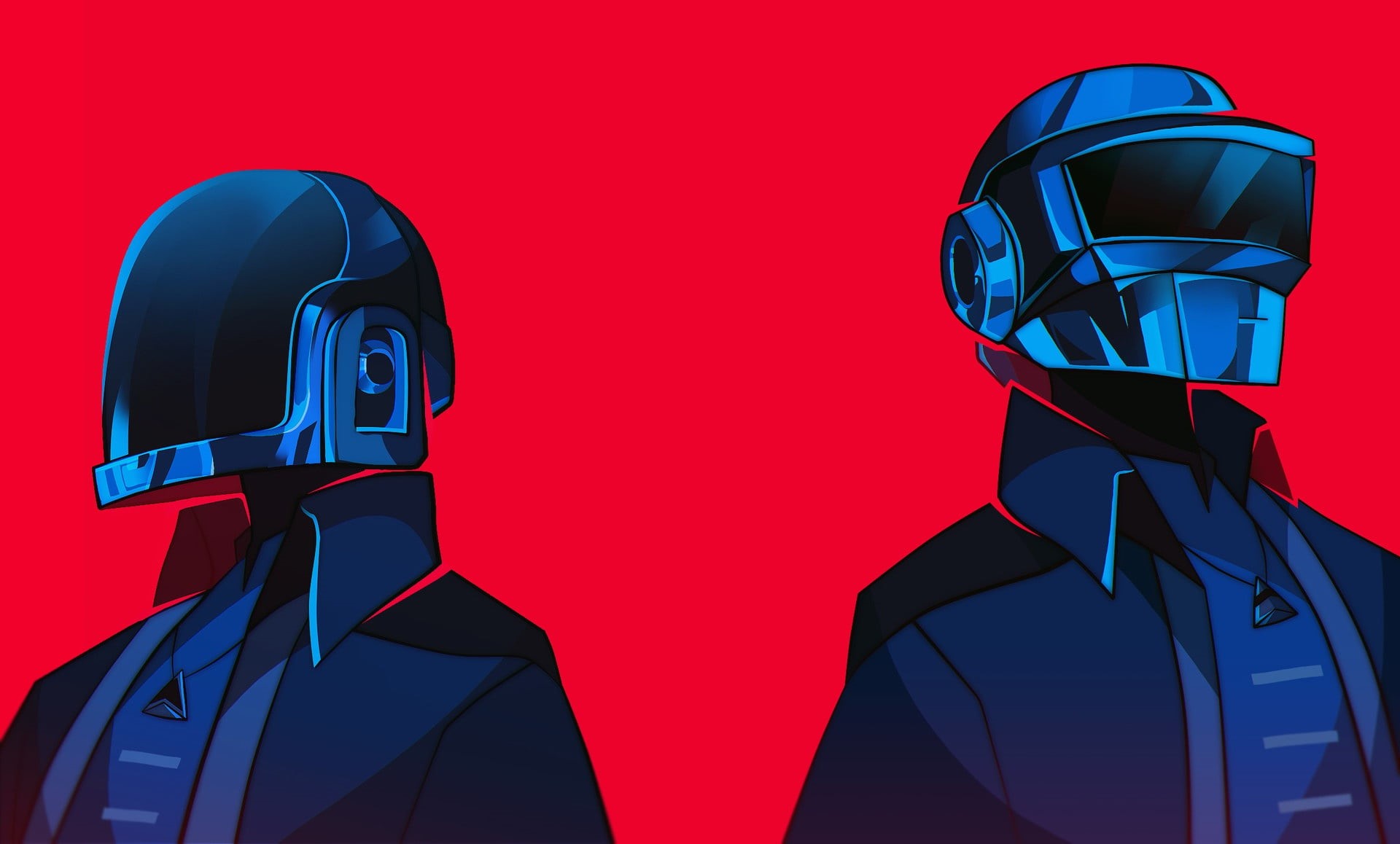 music, artwork, red background, 1080P, Daft Punk, HD Wallpaper