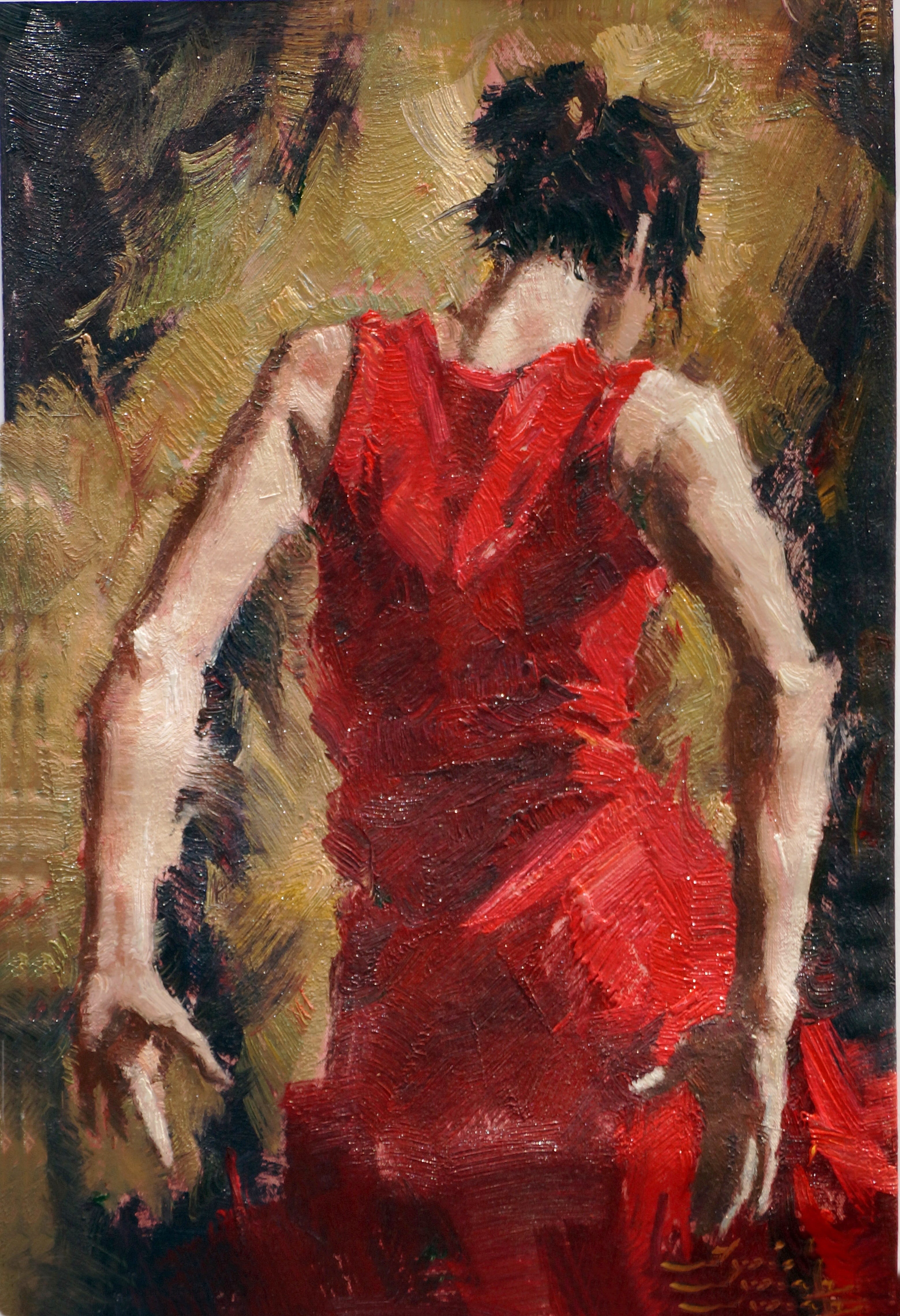 performer, woman, brush stroke, modern art, painted image, young adult, dress, one person, adult, art, occupation, female, textured effect, painting, spain, Phone HD Wallpaper