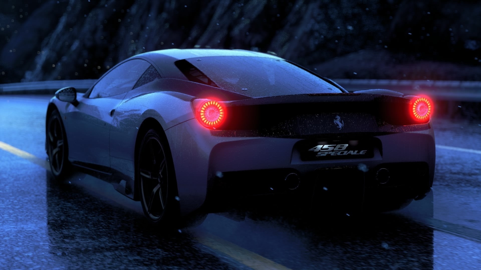 city, tail light, blue, racing, winter, street, no people, cold temperature, 1080P, land vehicle, red, motion, mode of transportation, snow, car, road, HD Wallpaper