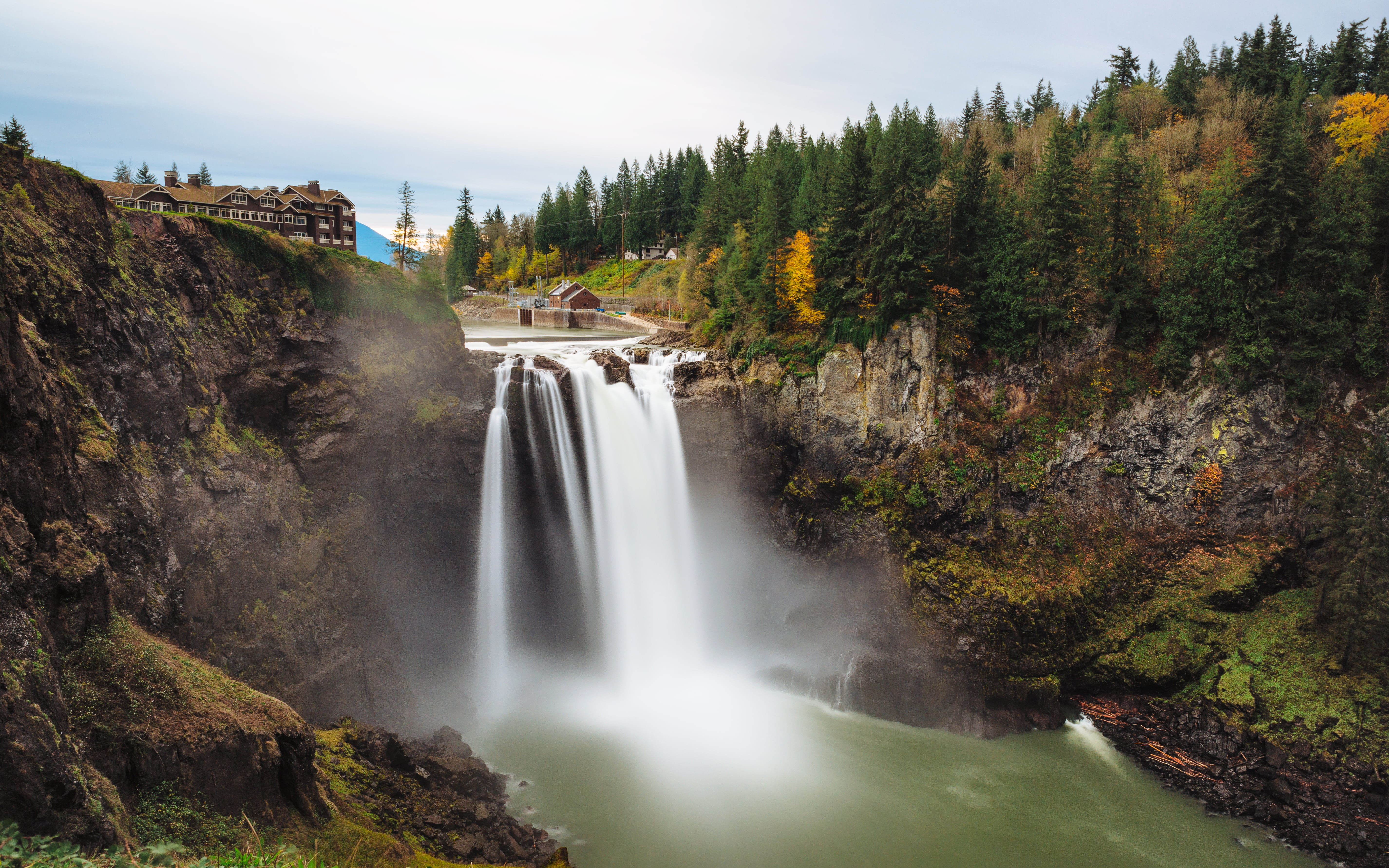 lapse, surrounded, stream, water falls, scenics, washington, 70mm, time, landscape, river, USM, falls, B+W, 5K, Twin Peaks, 1000x, Pacific Northwest, falling, HD Wallpaper