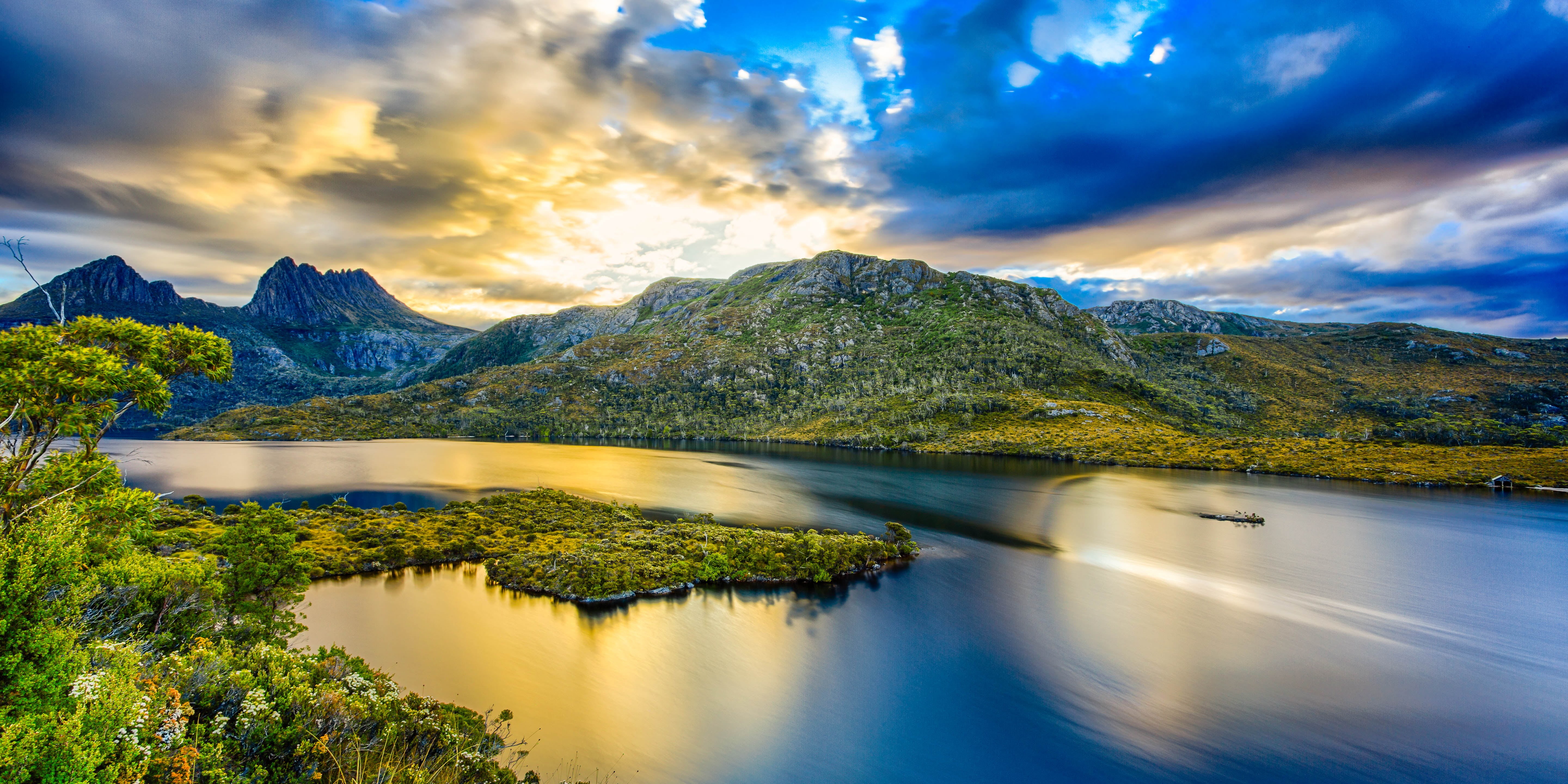 nature, covered, mountain, f4L, water, body, USM, Canon 5D mark III, Cradle Mountain, landscape, photography, body water, Dove Lake, tree, light  time, HD Wallpaper