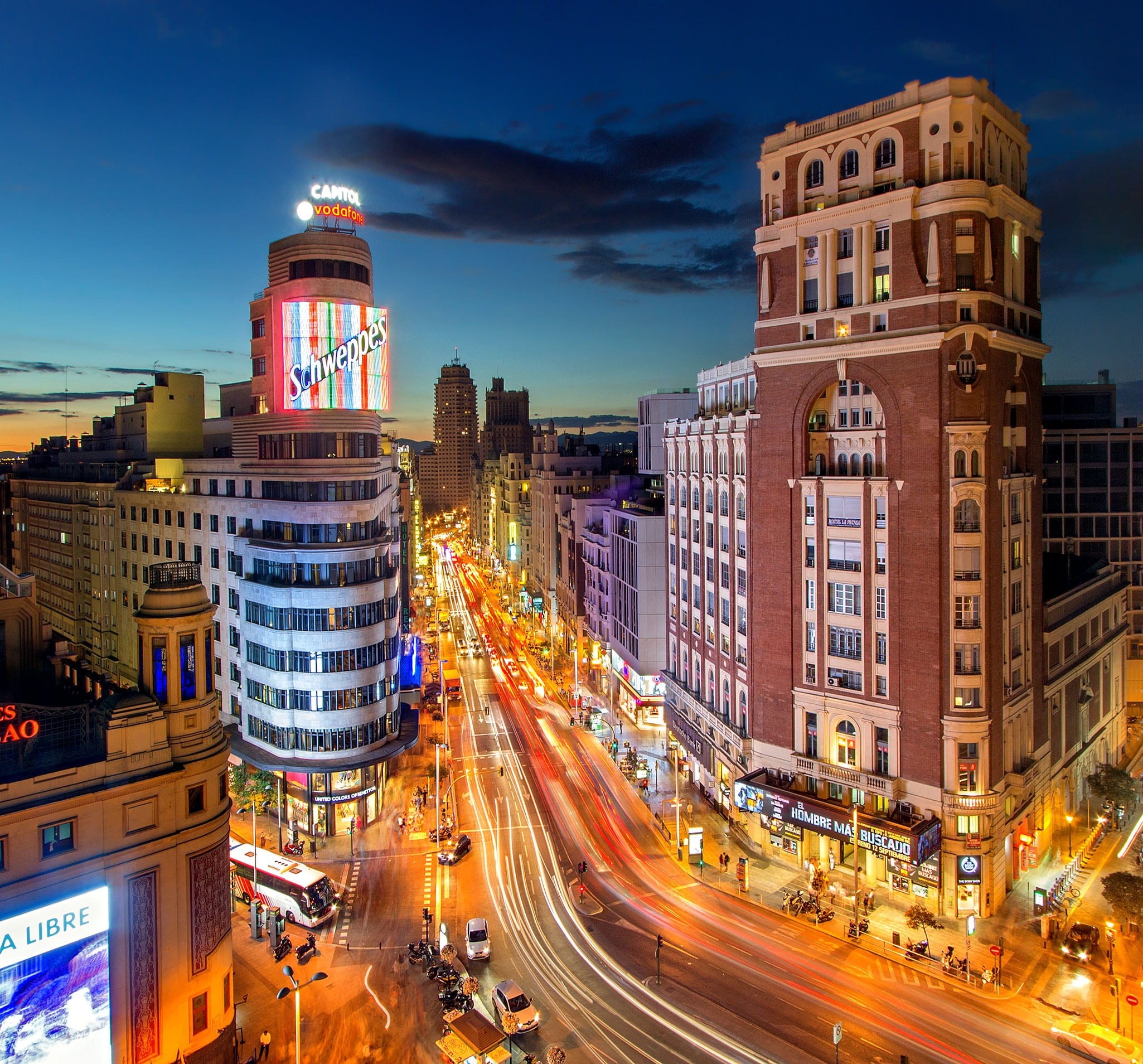 cityscape, street, dusk, city, lapse, office building exterior, europe, transportation, building, night, blurred motion, holiday, building exterior, urban landscape, HD Wallpaper