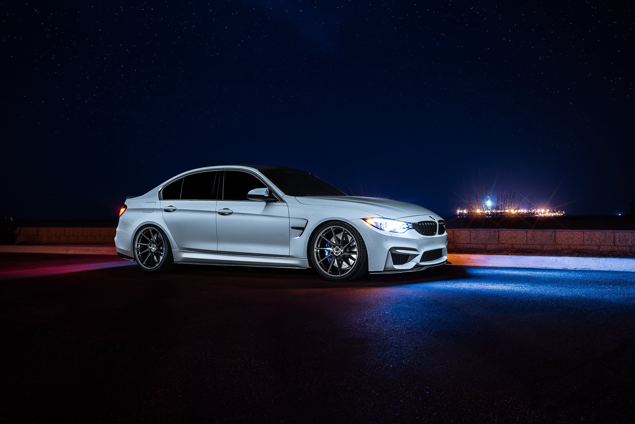 breaking, Motors, Wheels, motion, street, city, car, speed, night, motor vehicle, BMW, no people, illuminated, road, Front, 1080P, wealth, Before, F80, HD Wallpaper