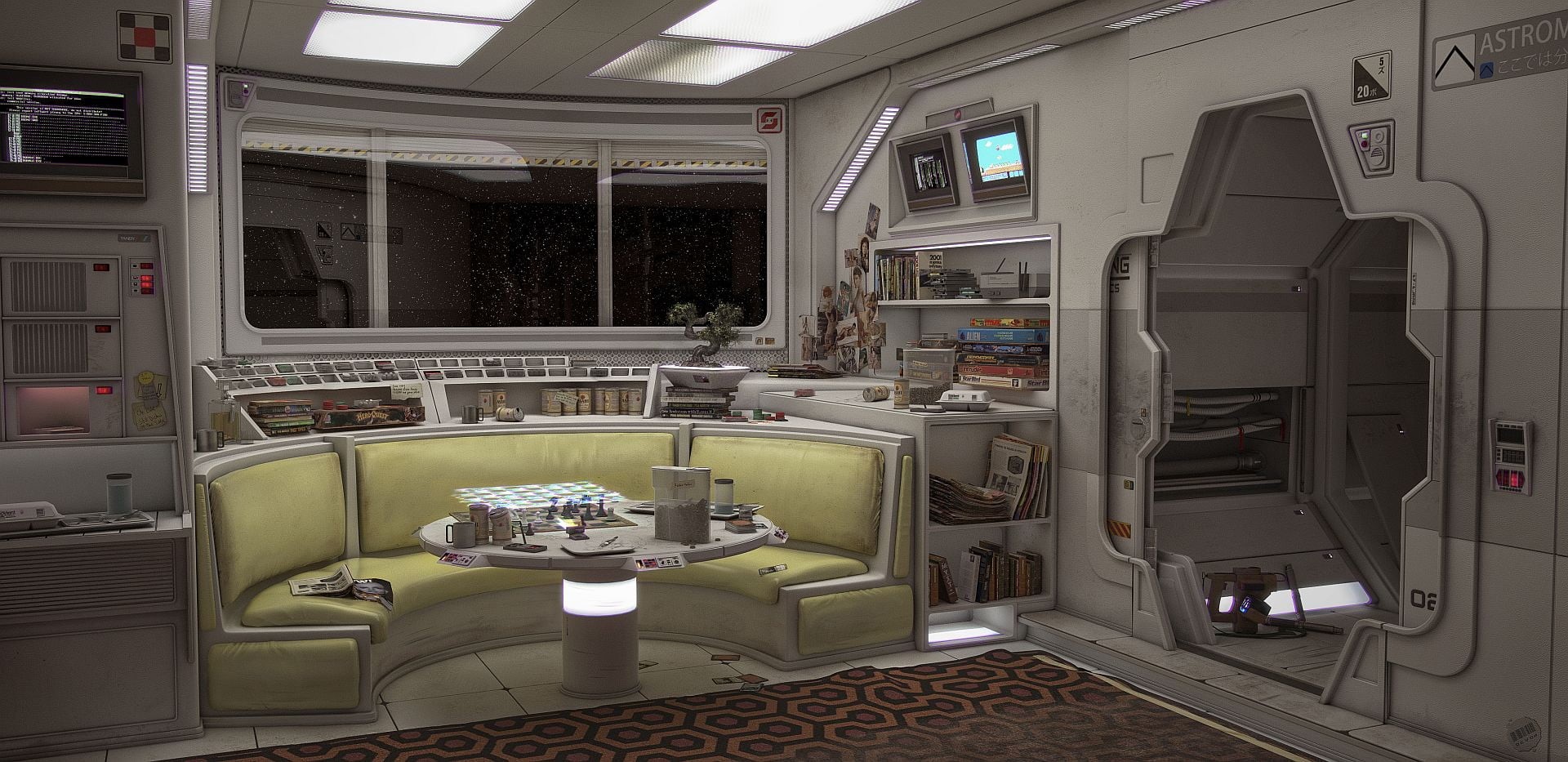spacestation, space, living rooms, 1080P, HD Wallpaper
