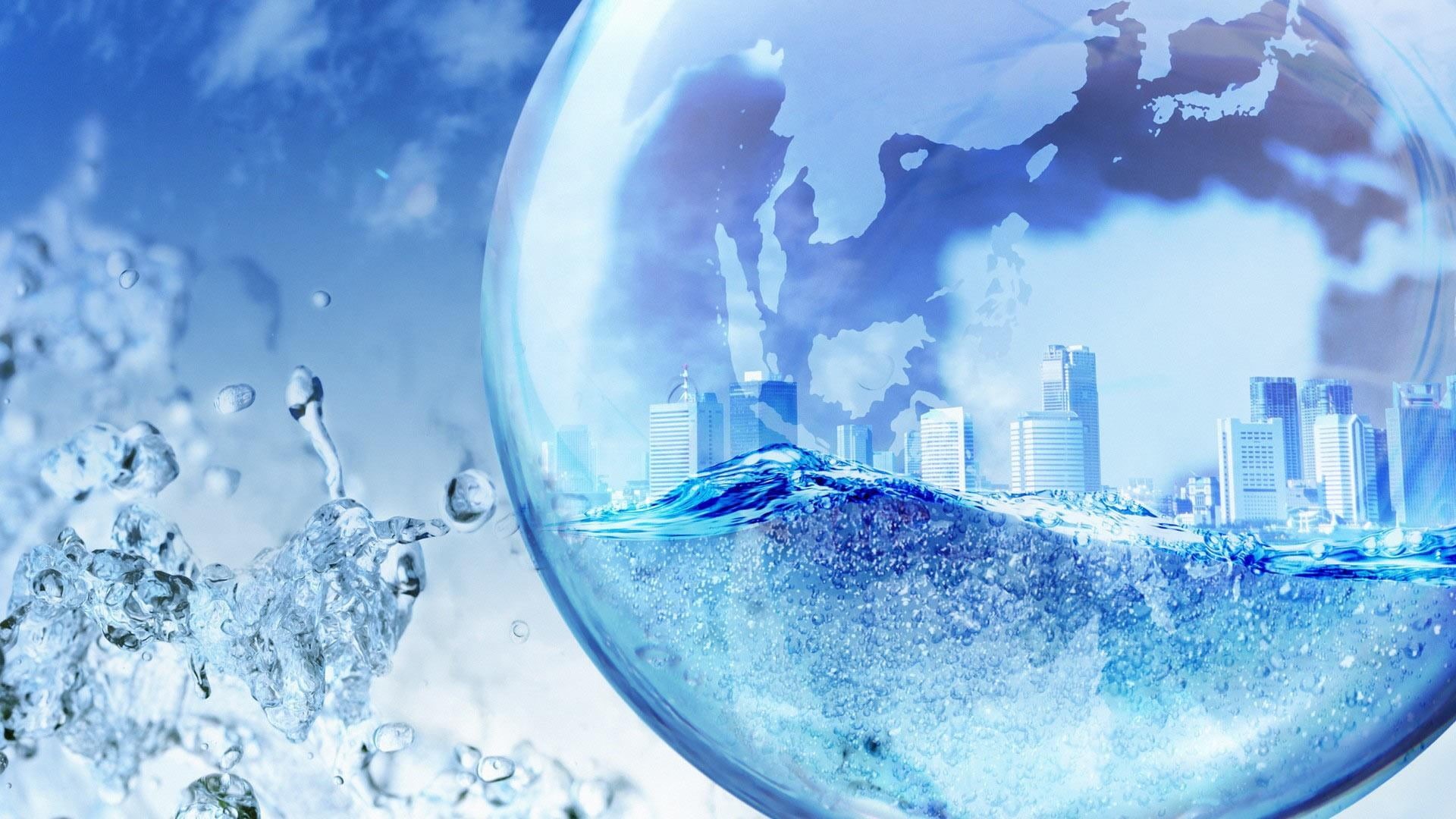 building, globe, circle, glass - material, digital composite, skyscraper, water, ball, sky, built structure, building exterior, landscape, nature, shape, HD Wallpaper