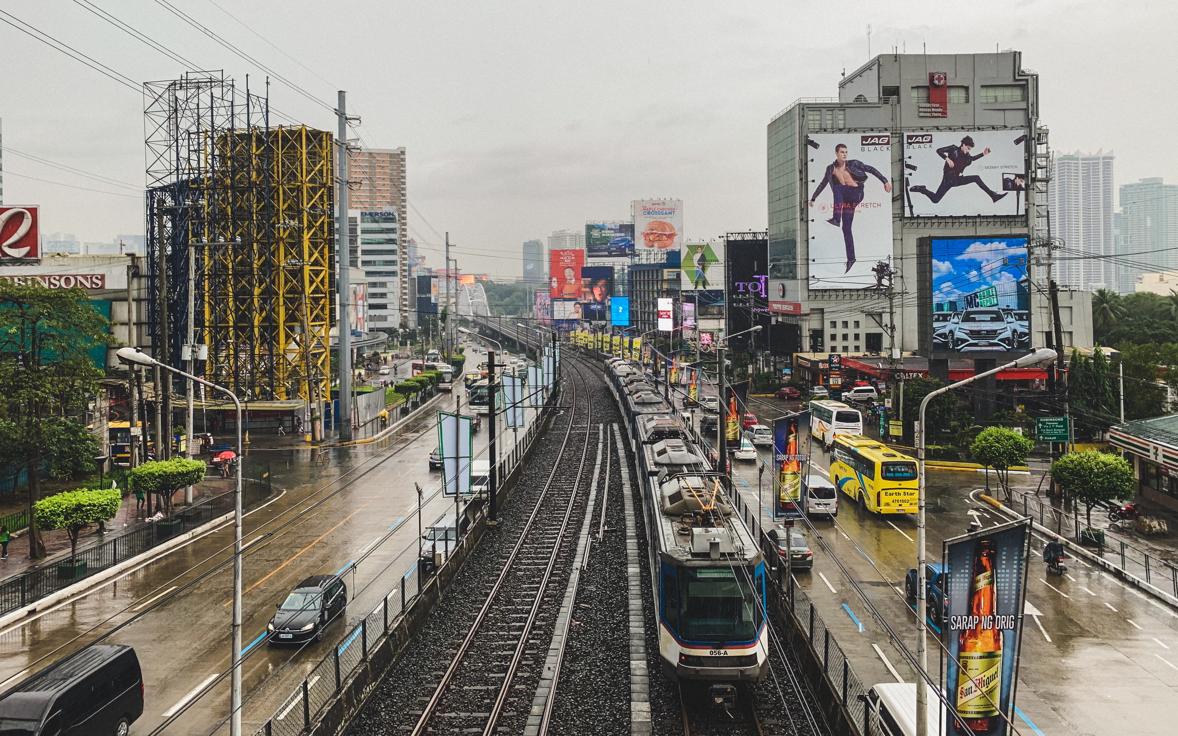 train track, automobile, train station, mode of transportation, building exterior, skyscraper, no people, railroad track, the way forward, nature, railway, HD Wallpaper