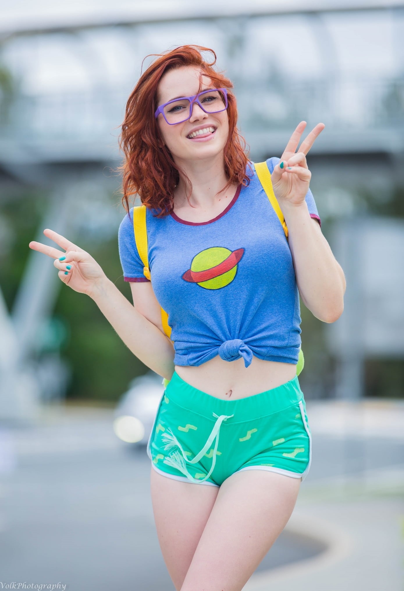 glasses, young adult, looking at viewer, casual clothing, positive emotion, model, adult, t, redhead, happiness, fake glasses, beautiful people, neck, depth of field, Phone HD Wallpaper