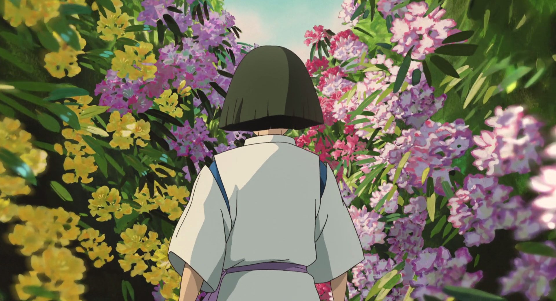 flower, nature, 1080P, day, one person, leisure activity, standing, vulnerability, lifestyles, pink color, outdoors, plant, spirited away, freshness, rear view, HD Wallpaper