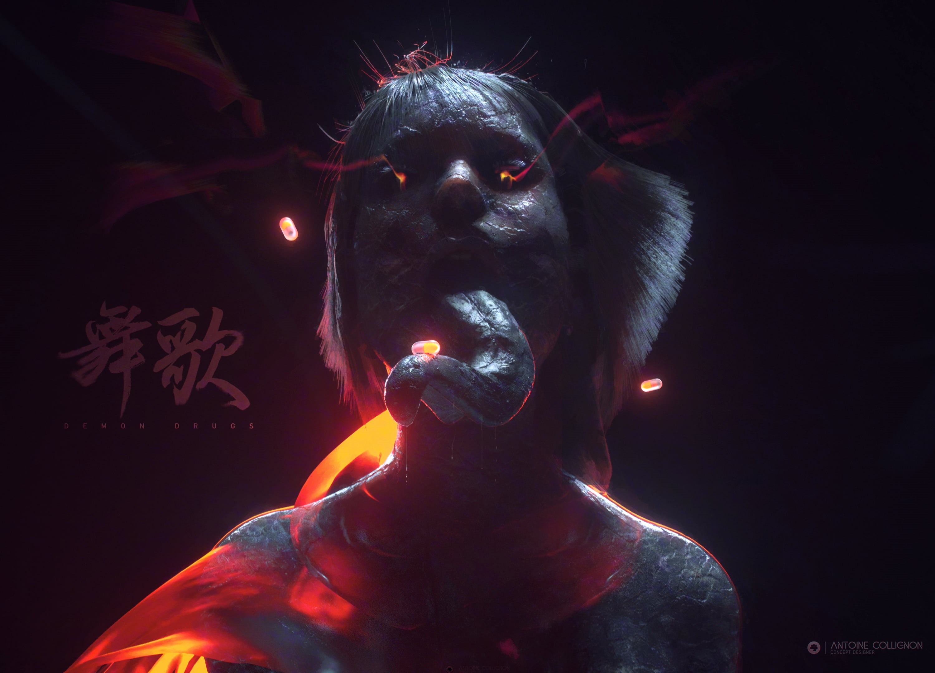 fictional, dark, horror, creepy, fictional creatures, demon girl, demon, Antoine Collignon, concept art, 2K, drugs, women, creature, science fiction, digital, HD Wallpaper
