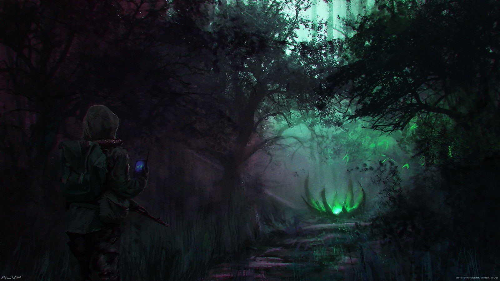 S.T.A.L.K.E.R., fantasy art, forest, soldier, Anomaly, apocalyptic, weapon, video games, 720P, fan art, digital art, HD Wallpaper