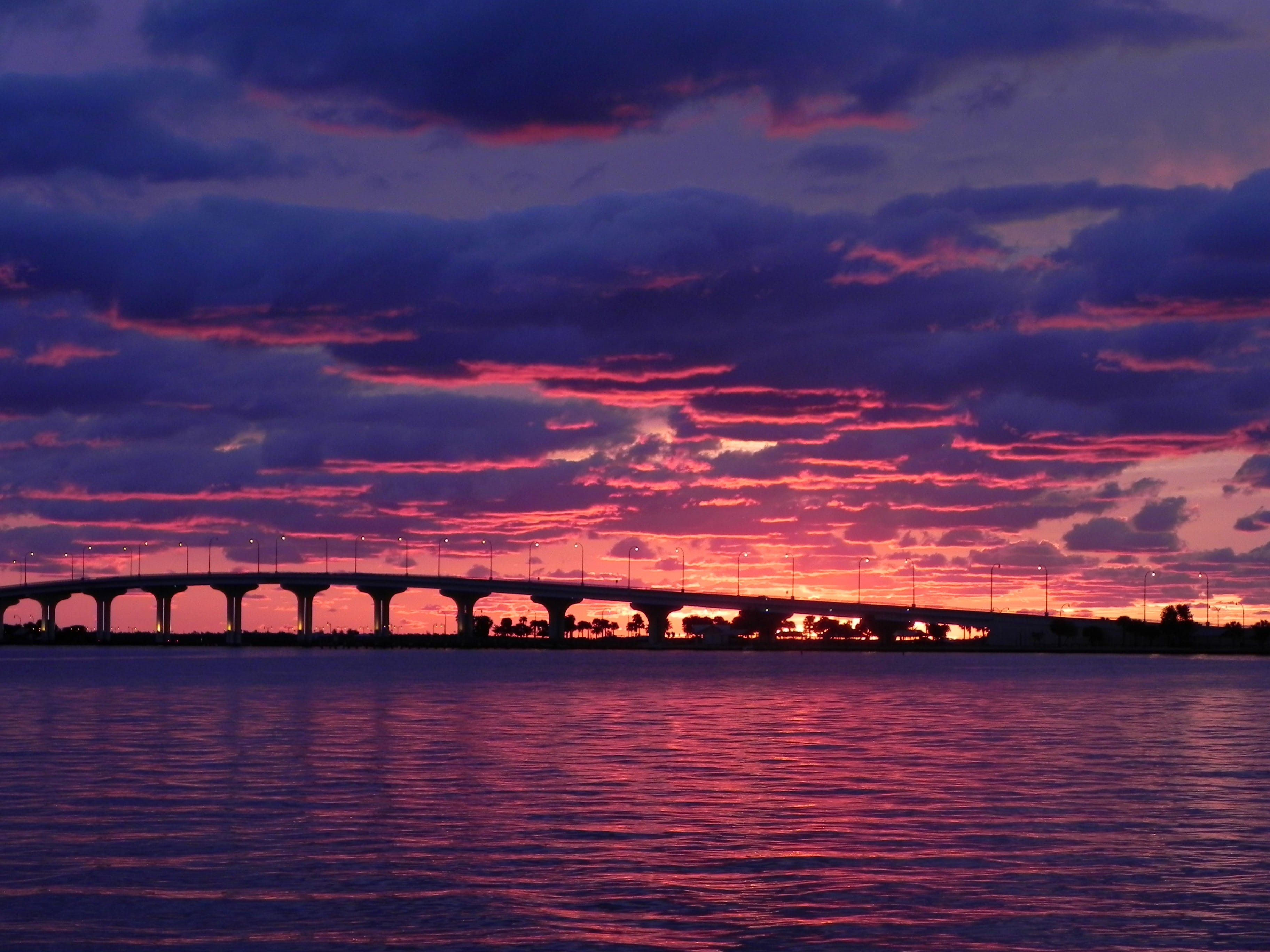 indian river, Causeway, dusk, built structure, outdoors, architecture, river, Jensen Beach, scenics - nature, beauty in nature, transportation, architectural column, HD Wallpaper
