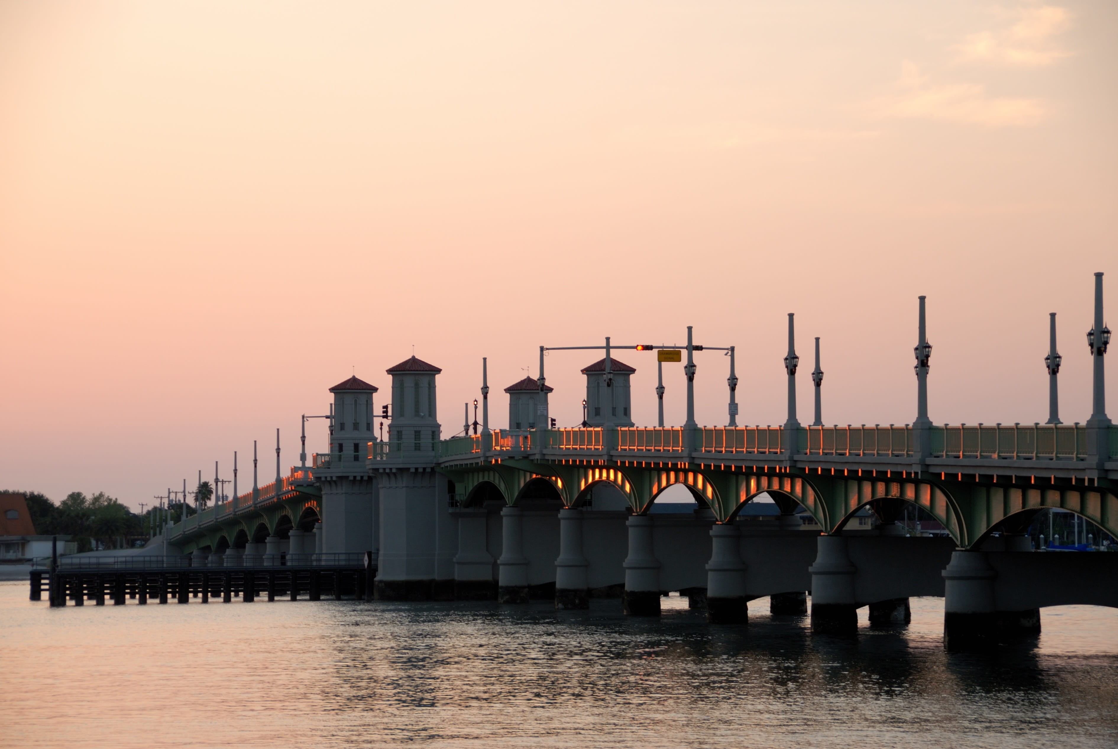 waterfront, transportation, 2K, Bridge Of Lions, travel destination, waterway, nature, sky, famous, sun, bridge, connection, monument, downtown, architecture, HD Wallpaper