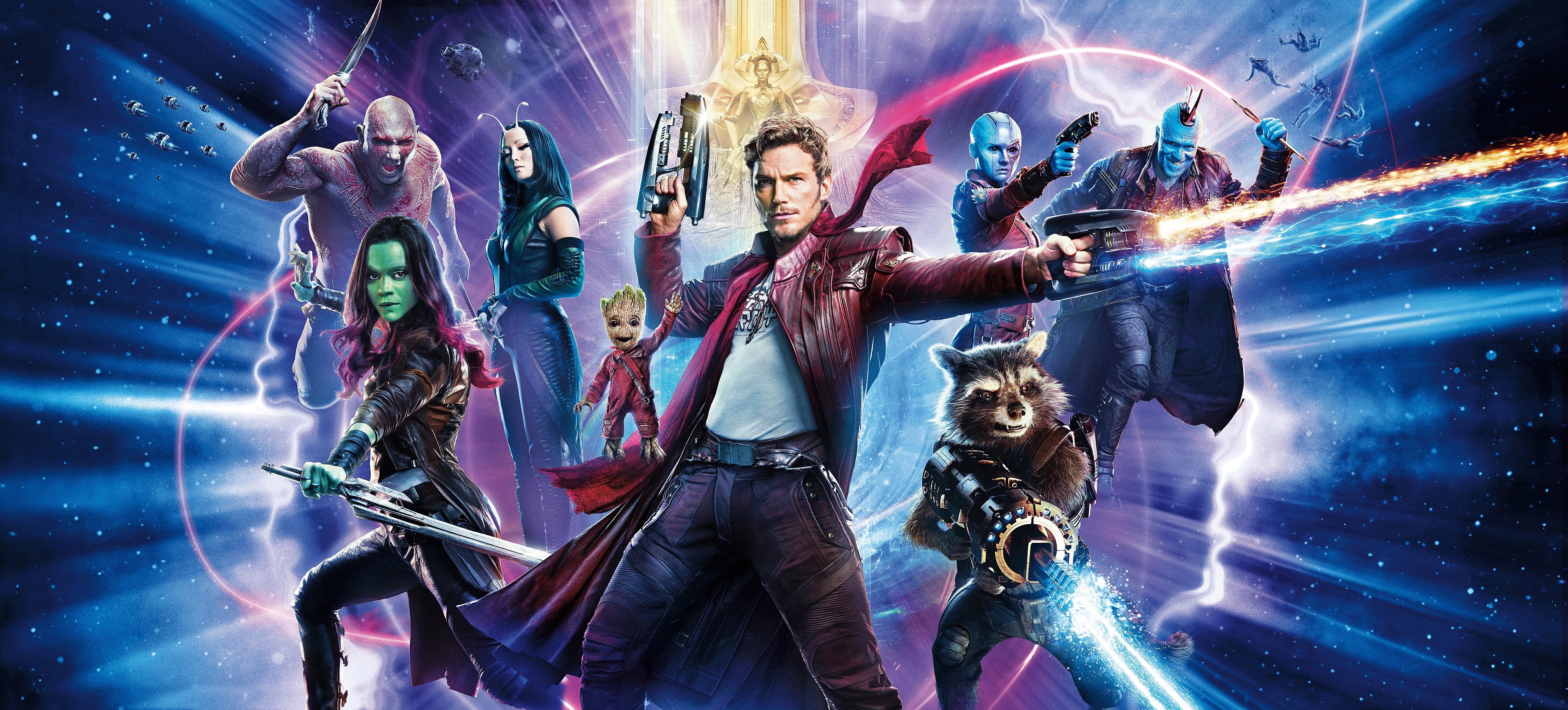Movie, Ayesha (Guardians Of The Galaxy), Zoe Saldana, Baby Groot, Guardians of the Galaxy Vol. 2, Drax The Destroyer, Groot, Vin Diesel, Mantis (Marvel Comics), HD Wallpaper