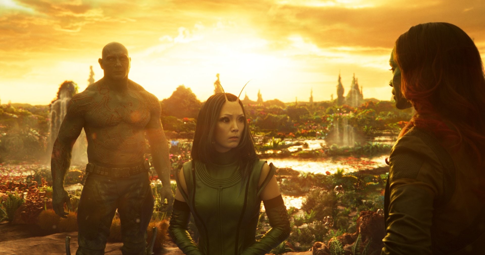 Mantis (Marvel Comics), Zoe Saldana, Pom Klementieff, Guardians of the Galaxy Vol. 2, Dave Bautista, Gamora, 1080P, Drax The Destroyer, Movie, HD Wallpaper