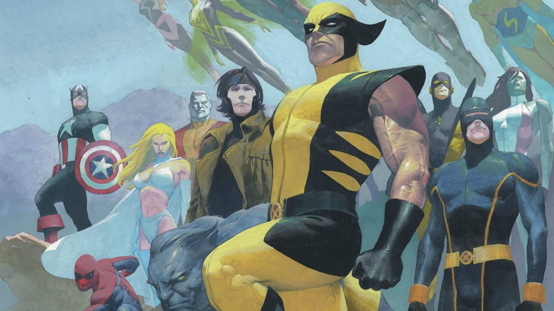 sport, yellow, artwork, superheroes, Esad Ribic, outdoors, underwater, women, sea, 1080P, water, Captain America, marvel, lifestyles, adult, Marvel Comics, HD Wallpaper