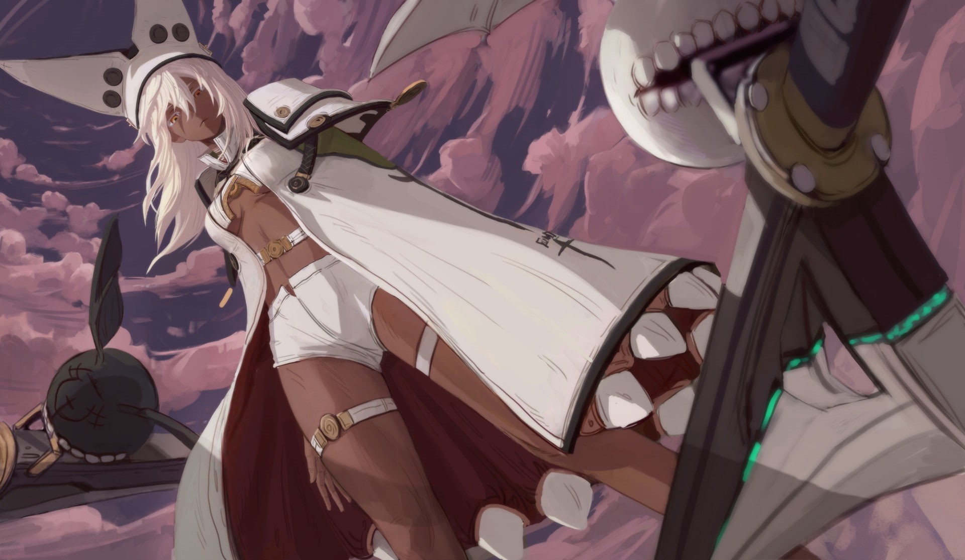standing, nature, white color, day, low section, celebration, textile, anime, pink color, bed, sunlight, close-up, Ramlethal Valentine, 1080P, Guilty Gear, HD Wallpaper