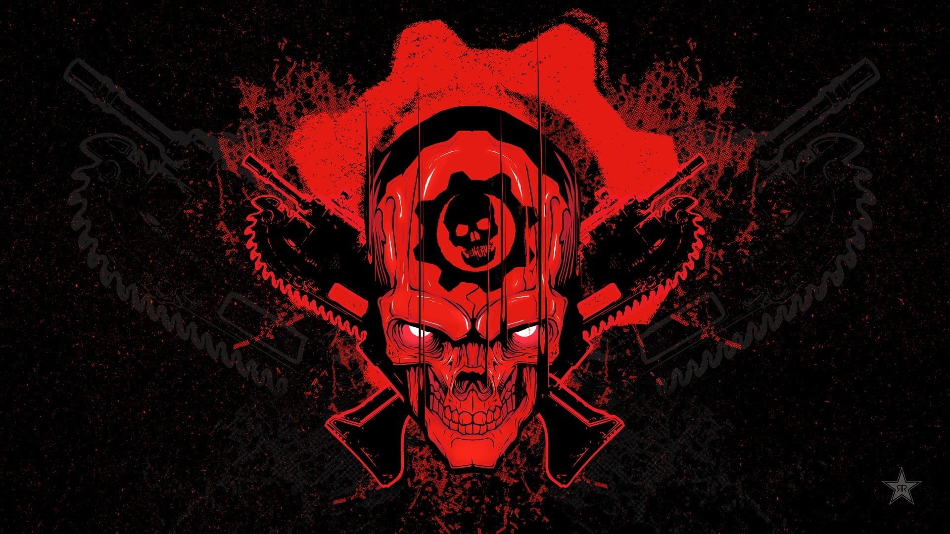 black background, art and craft, human skeleton, skull, spooky, horror, black, celebration, evil, bone, outdoors, Gears of War, fear, 1080P, HD Wallpaper