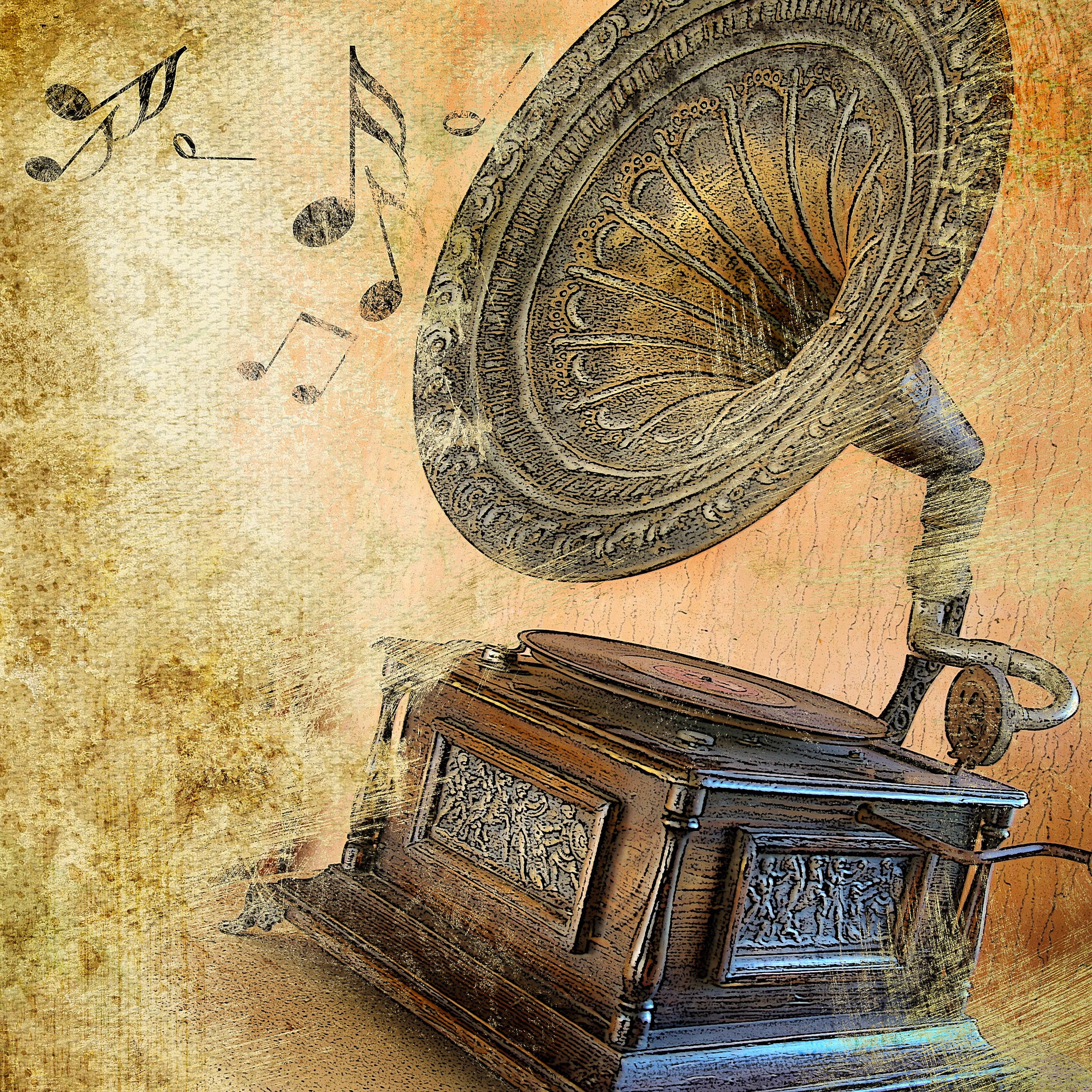speaker, record, tourism, metal, music, sound, famous Place, play, engraved image, europe, retro Styled, old-fashioned, 1080P, medieval, brass, art and craft, Phone HD Wallpaper