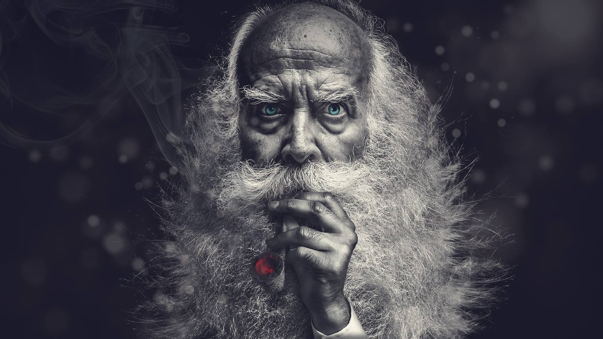 beards, pipe, old people, men, selective coloring, 1080P, HD Wallpaper