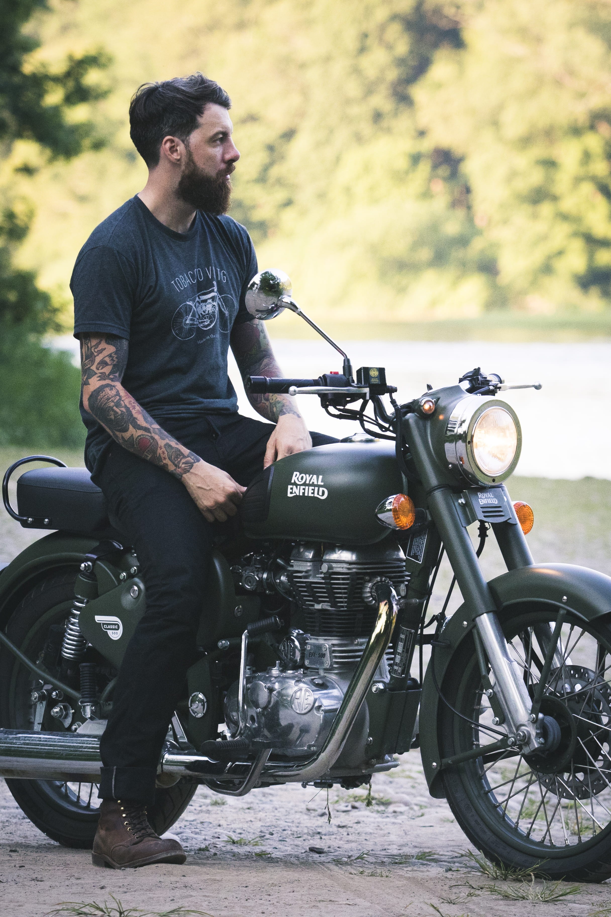 mode of transportation, man, road, motorcycle, beard, 2K, real people, front view, casual clothing, one person, sitting, travel, male, land vehicle, outdoors, Phone HD Wallpaper