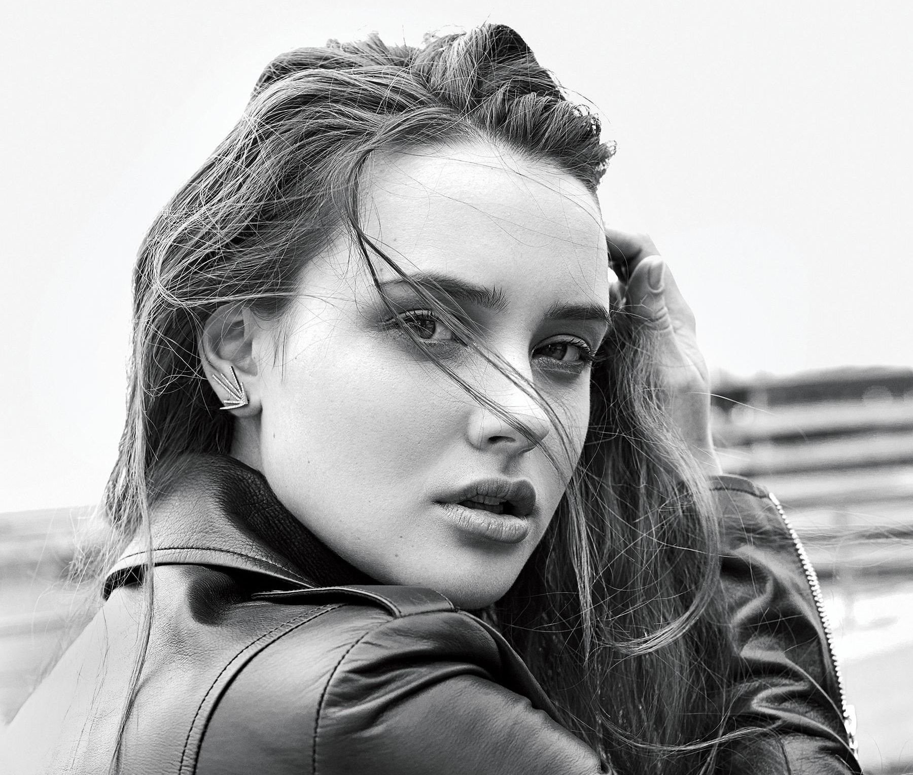 Monochrome, Actresses, Black and White, Katherine Langford, 720P, Face, HD Wallpaper