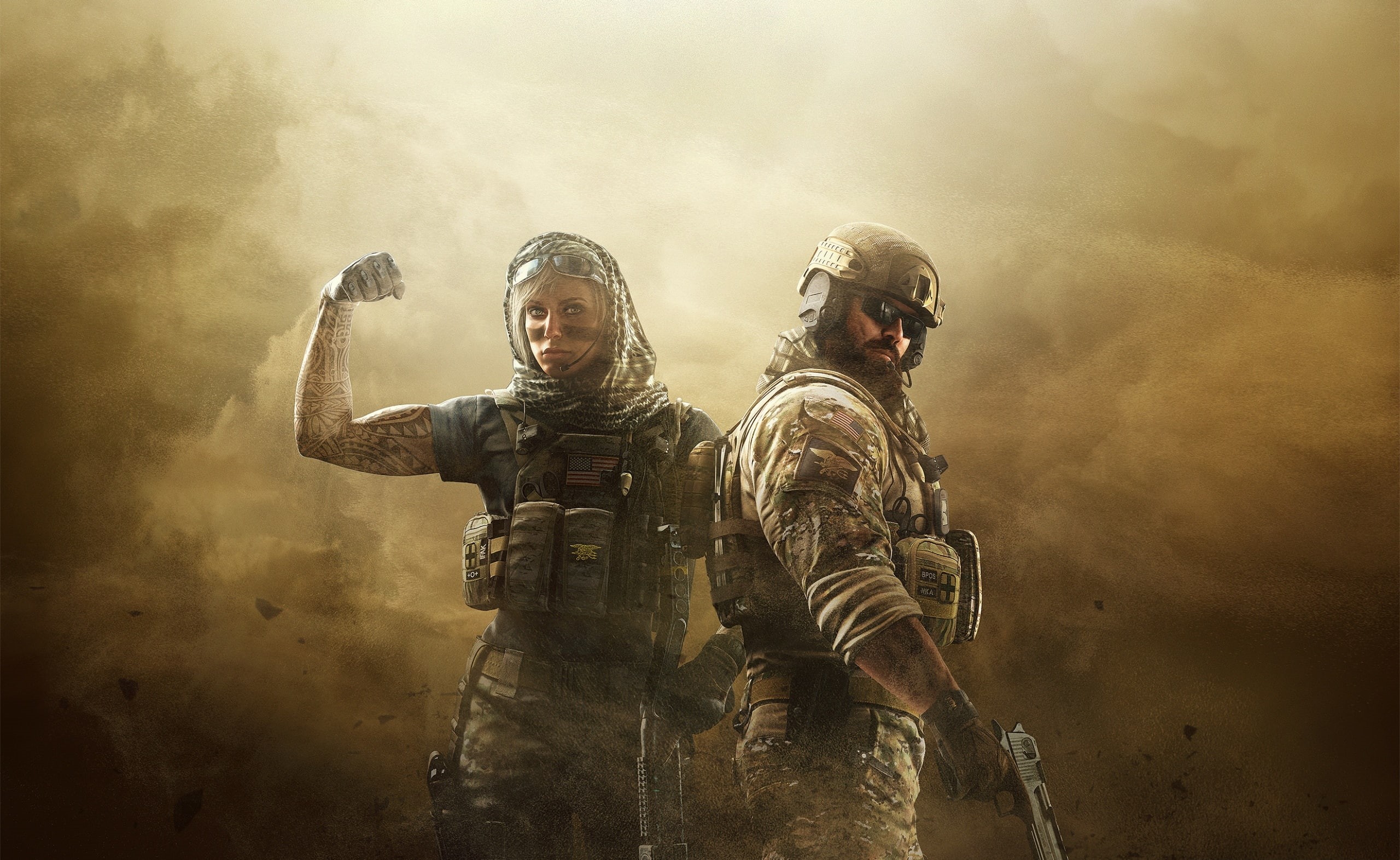 woman, Valkyrie, 2K, army helmet, Desert, rainbow, Scenic, smoke - physical structure, six, siege, weapon, teamwork, clothing, operation, Land, soldier, HD Wallpaper