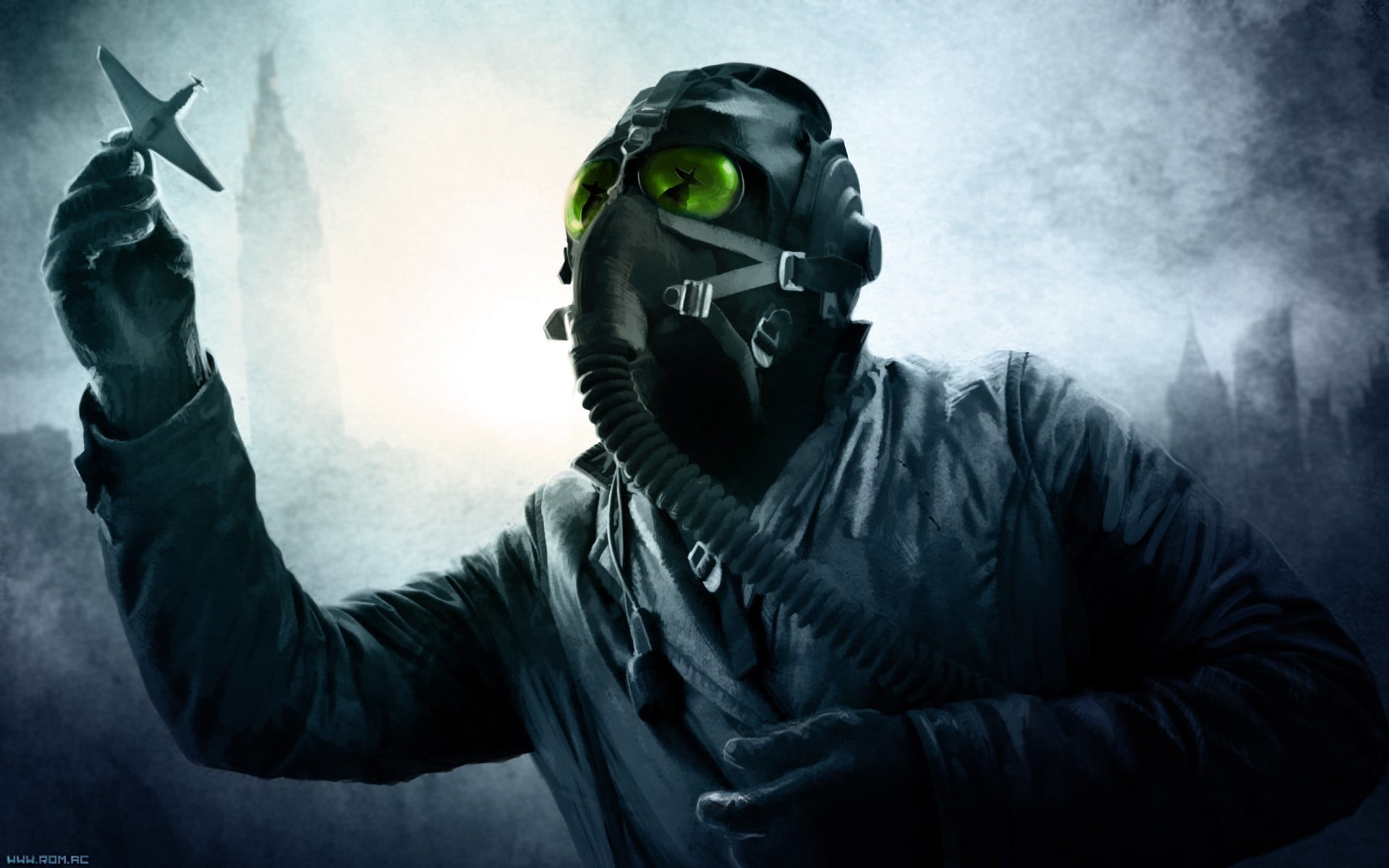 indoors, protective mask - workwear, obscured face, mask, Romantically Apocalyptic , portrait, smoke - physical structure, waist up, s, clothing, unrecognizable person, HD Wallpaper