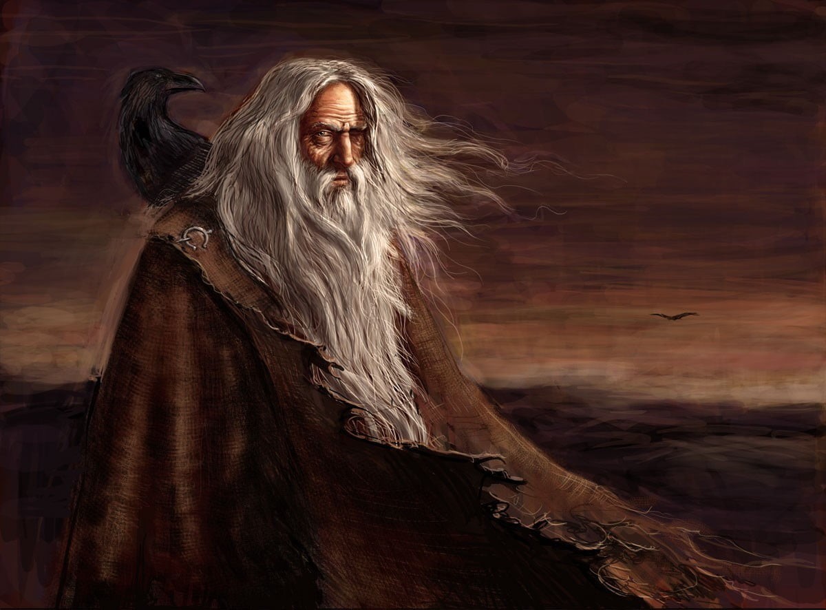 adult, ghost, Muninn, one person, celebration, hairstyle, wearing, blond hair, fear, aggression, mythology, portrait, Odin, bizarre, Vikings, painting, HD Wallpaper