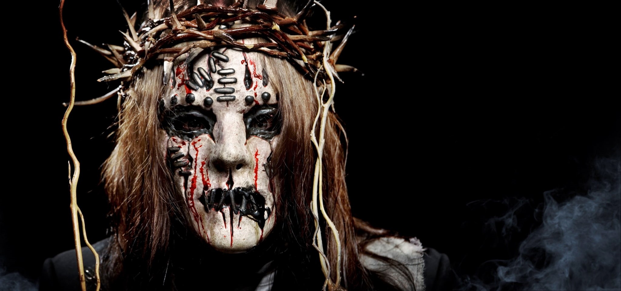 headshot, dark, slipknot  widescreen retina imac, adult, human body part, costume, evil, paint, monster - fictional character, fear, 1080P, black background, HD Wallpaper