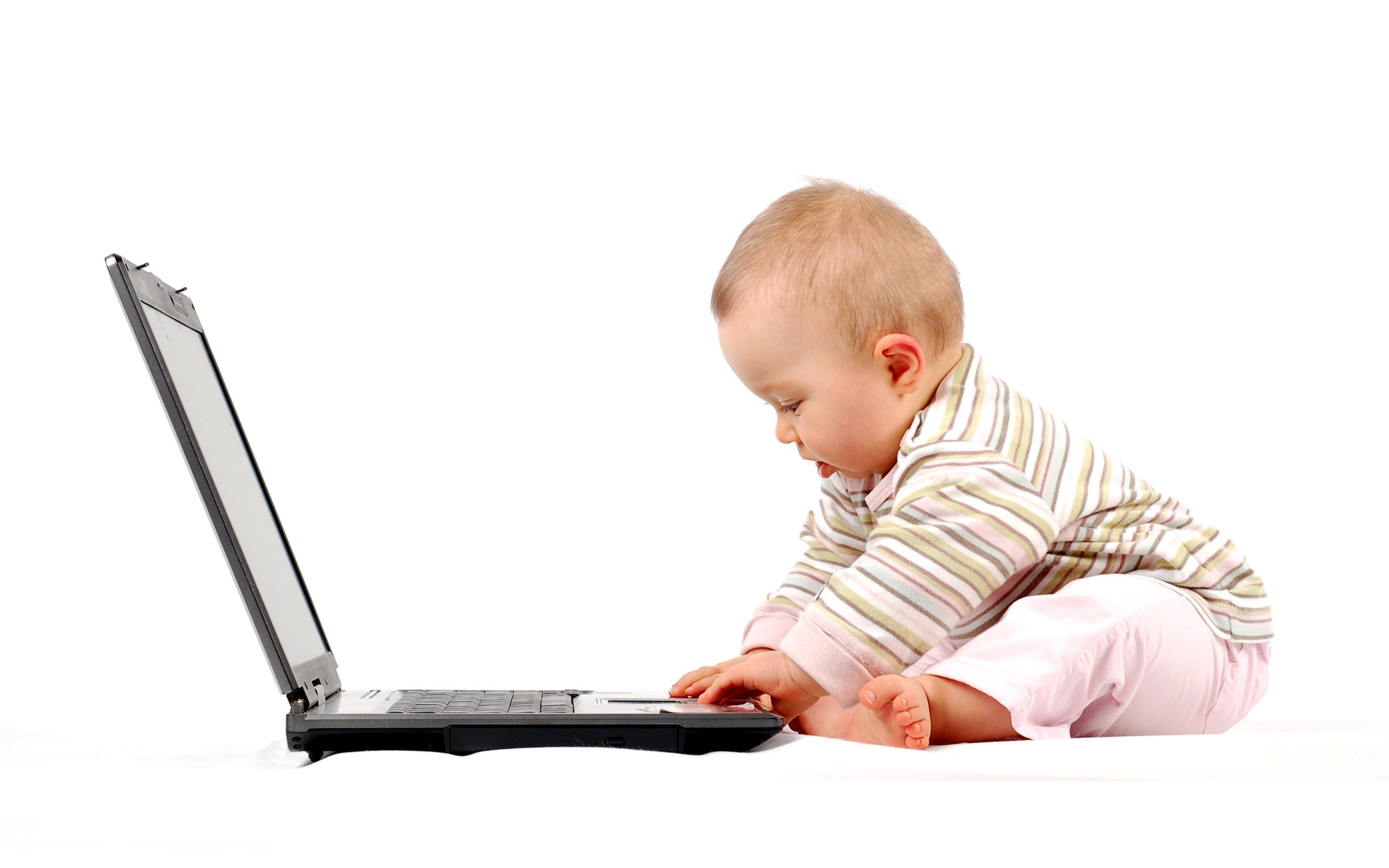 Playing, Laptop, 2K, Baby, Cute, HD Wallpaper