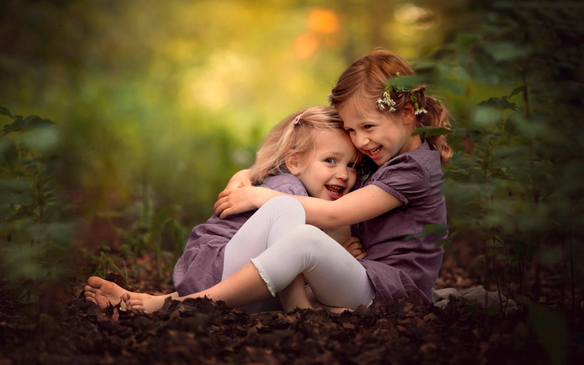 cute, 1080P, sister, girl, laughter, baby, HD Wallpaper