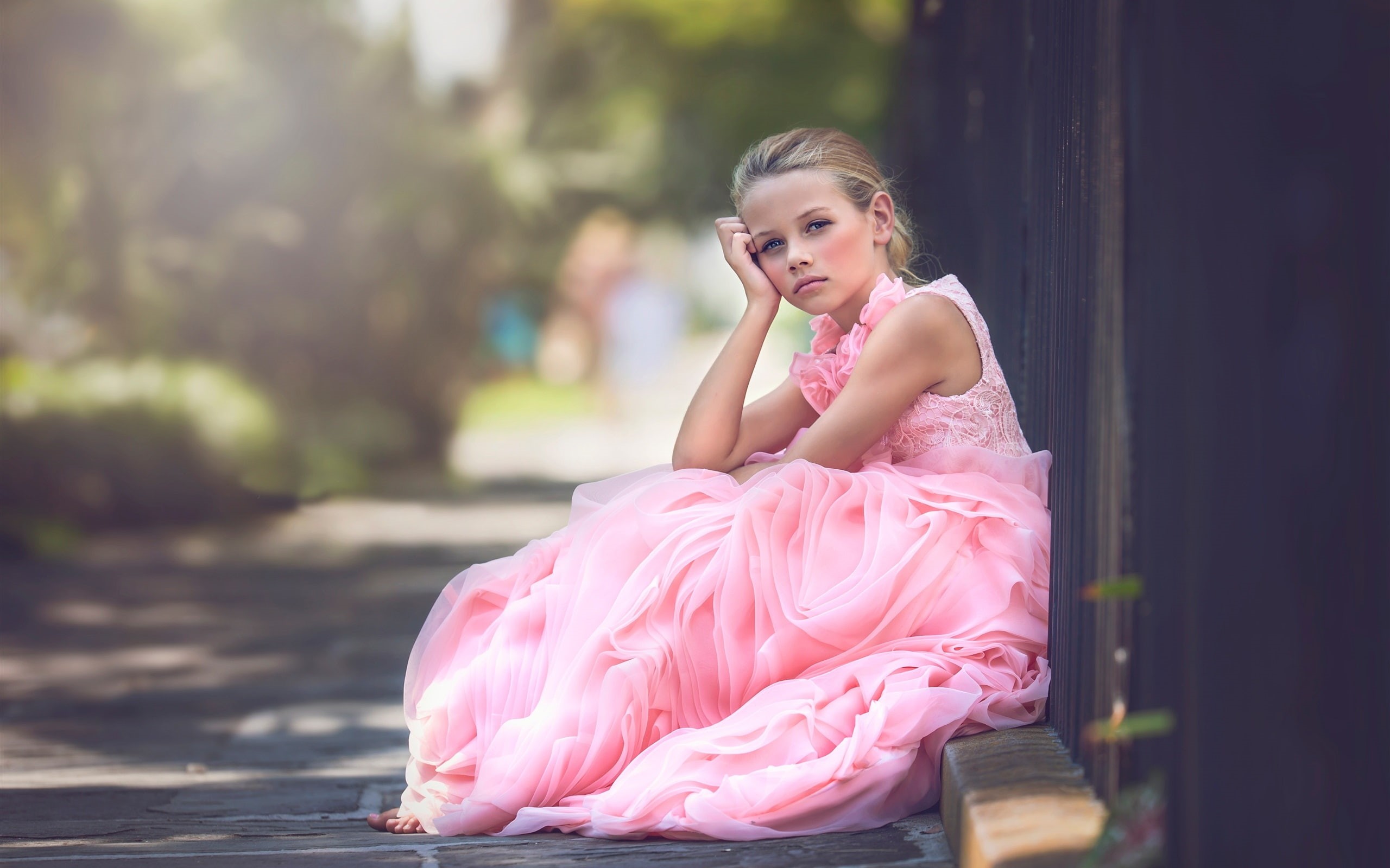 2K, Cute, Dress, Thinking, Pink, Girl, HD Wallpaper