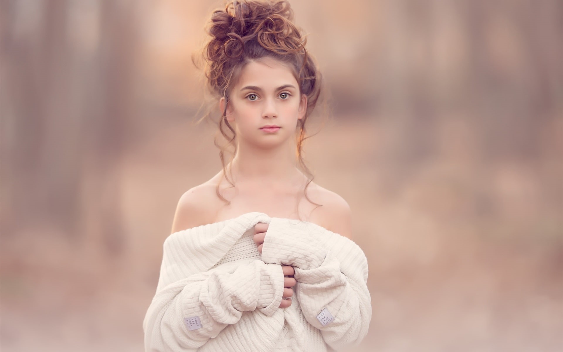 White, 1080P, Little, Dress, Girl, Cute, Hairstyle, HD Wallpaper