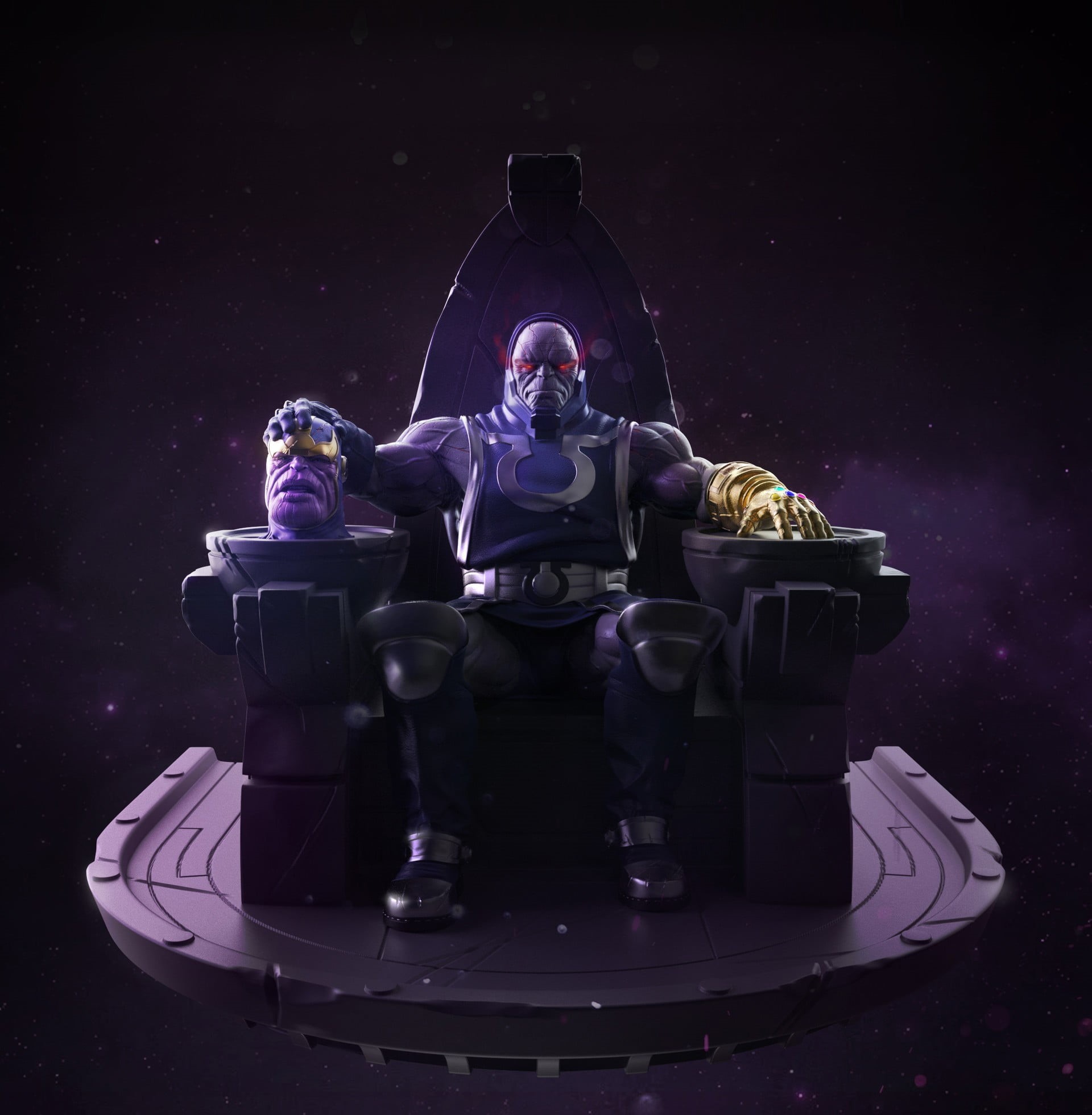 marvel vs dc, comics, Thanos, technology, no people, studio shot, man, digital art, emotion, 1080P, black background, close-up, art and craft, Phone HD Wallpaper