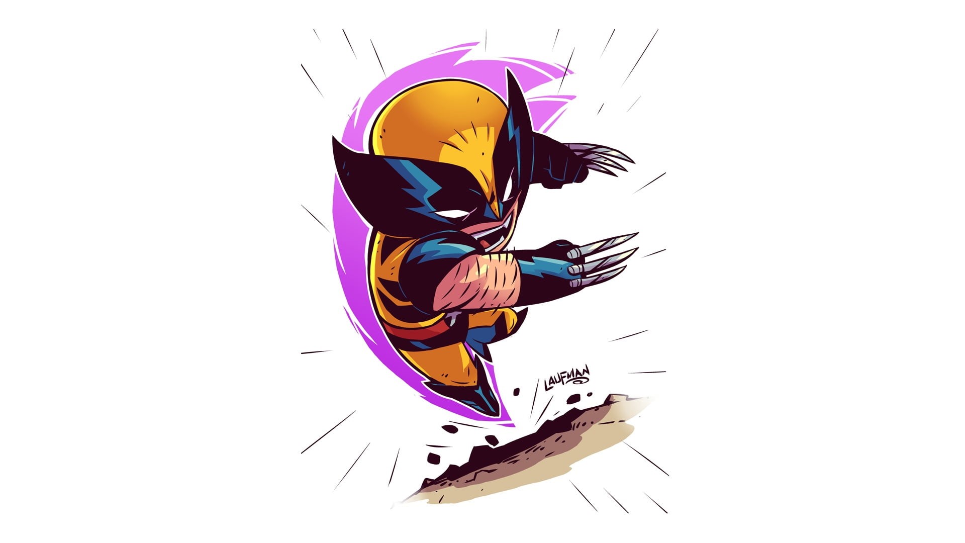 Derek Laufman, simple background, Wolverine, Marvel Comics, 1080P, white background, artwork, HD Wallpaper