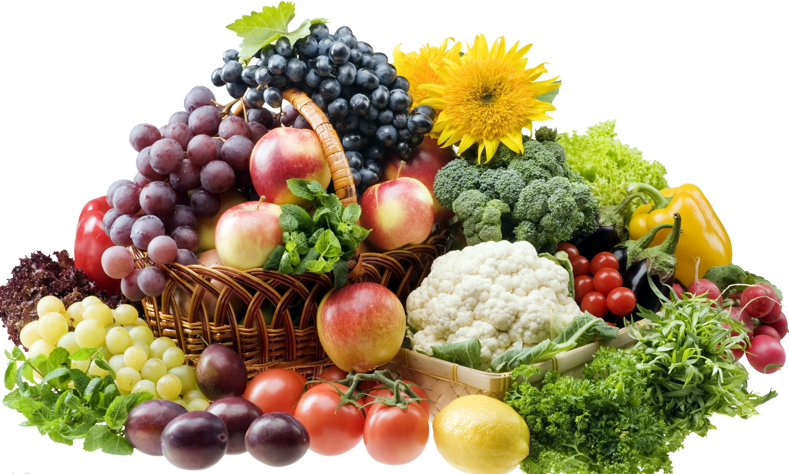 vegetarian Food, white, carrot, detox, grape, eggplant, crop, onion, isolated On White, vegetable, nature, red, lemon, lettuce, isolated, cauliflower, variation, HD Wallpaper