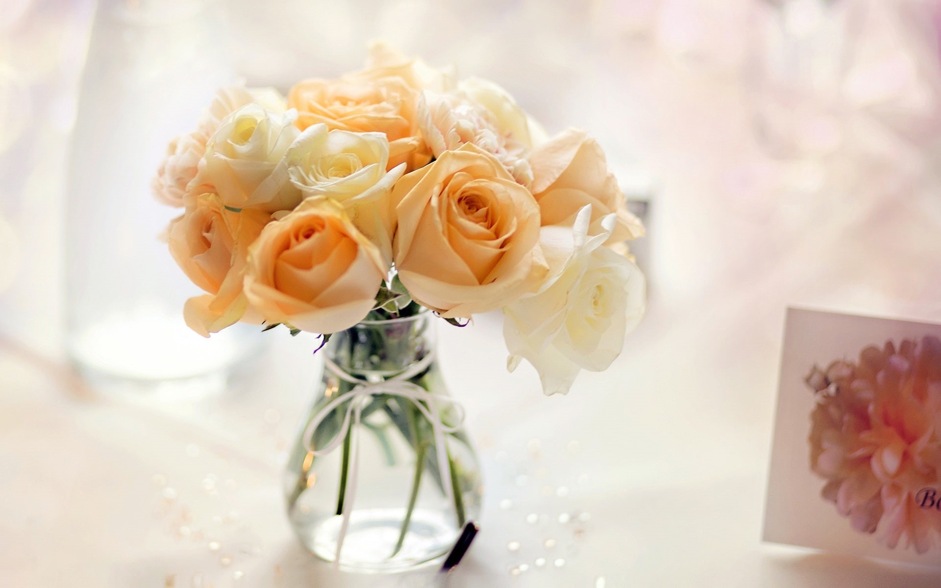 Bouquet, Yellow, Flowers, 1080P, Rose, Vase, HD Wallpaper