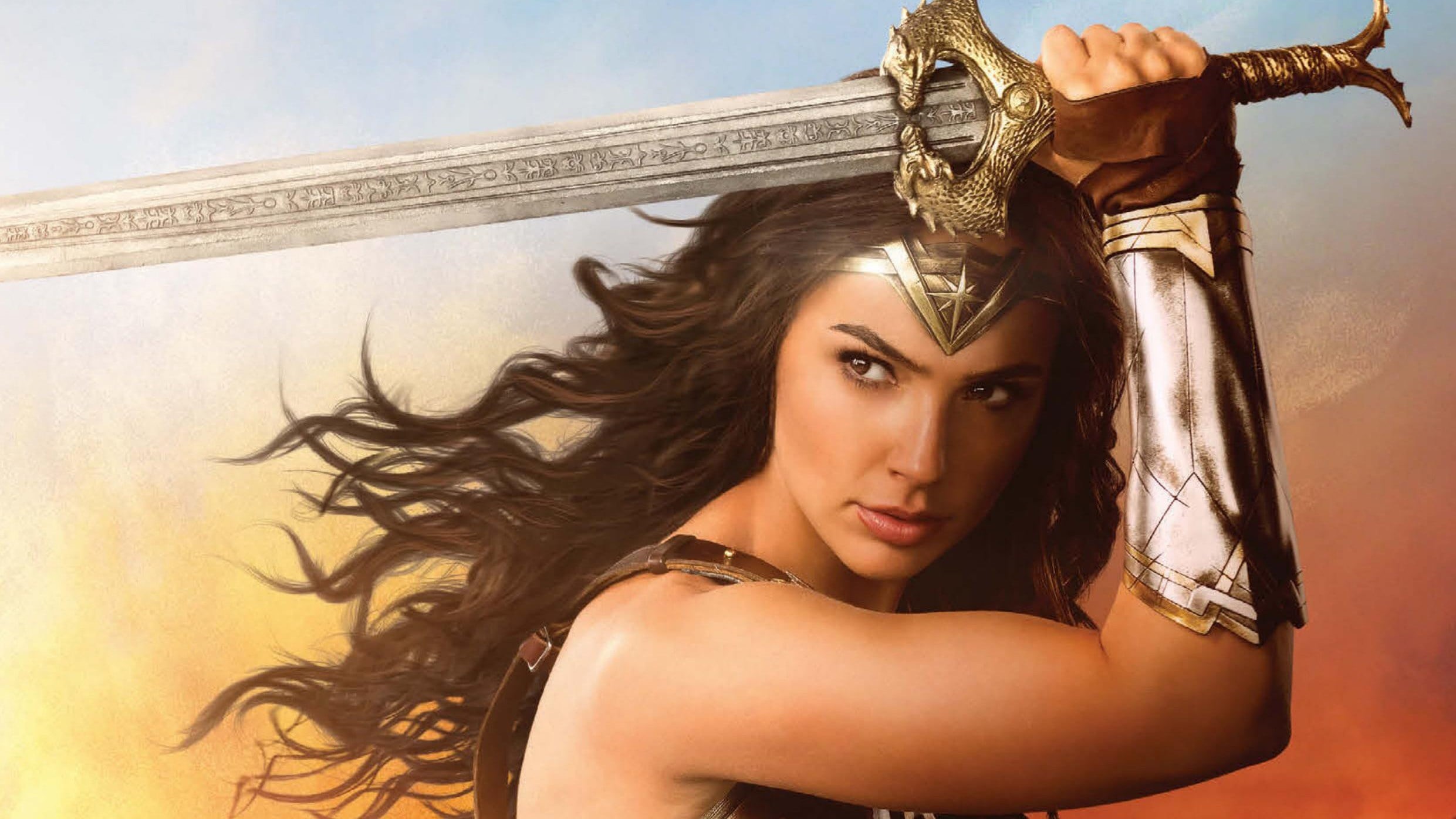 long hair, brunette, tousled hair, gauntlet, beauty, young women, fashion, women, one person, Diana, movie, human hair, sword, young adult, crown, beautiful people, HD Wallpaper