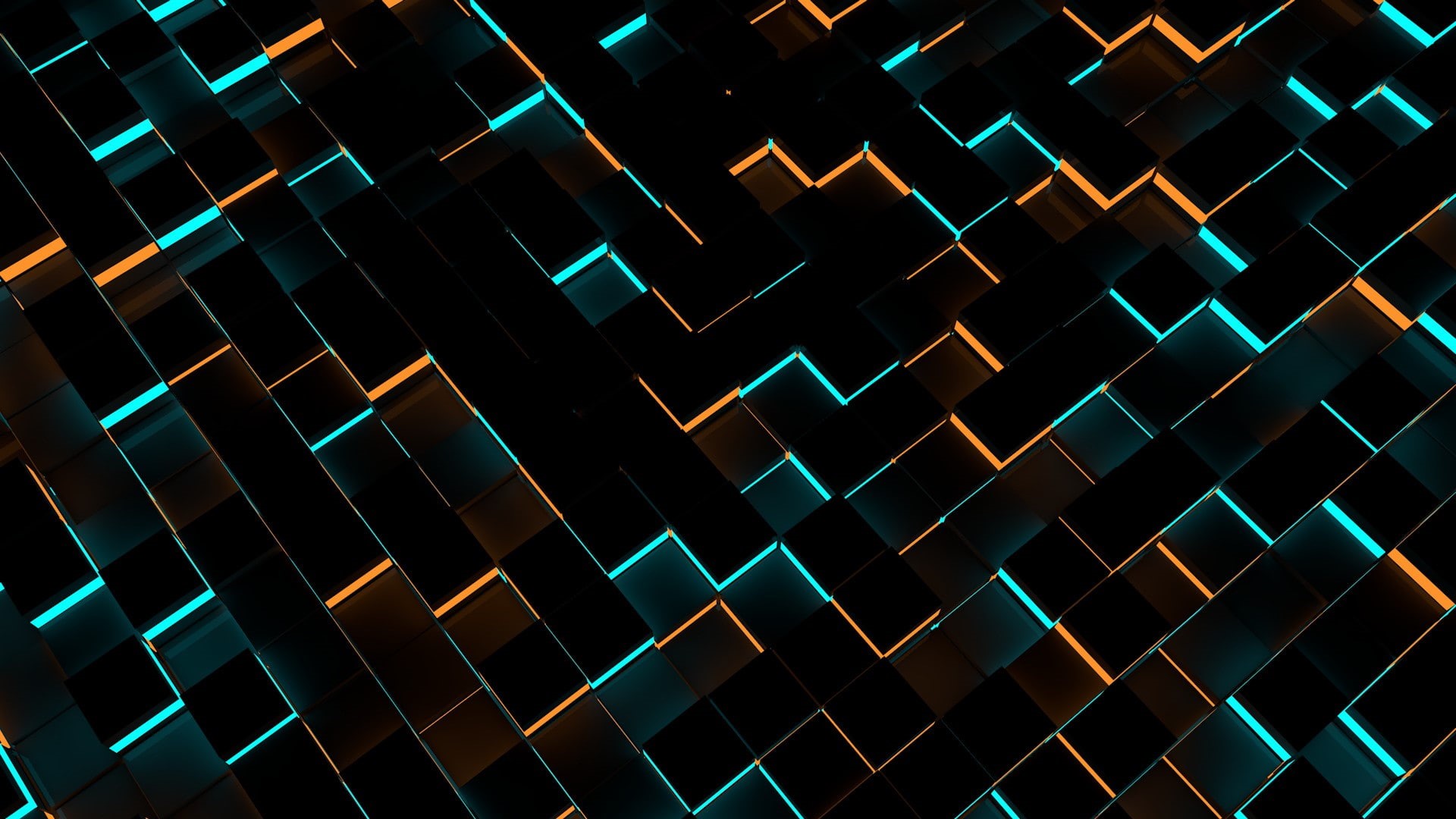 glowing, security, full frame, pattern, illuminated, cinema 4d cube 3d abstract, 1080P, backgrounds, wall - building feature, repetition, architecture, HD Wallpaper