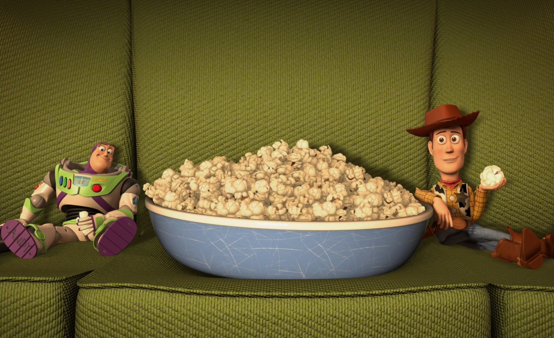light, Toy Story, Cartoons, buzz lightyear and woody, toy story 3d, men, two, story, relaxation, 1080P, males, toy, toys, hd, childhood, domestic room, HD Wallpaper
