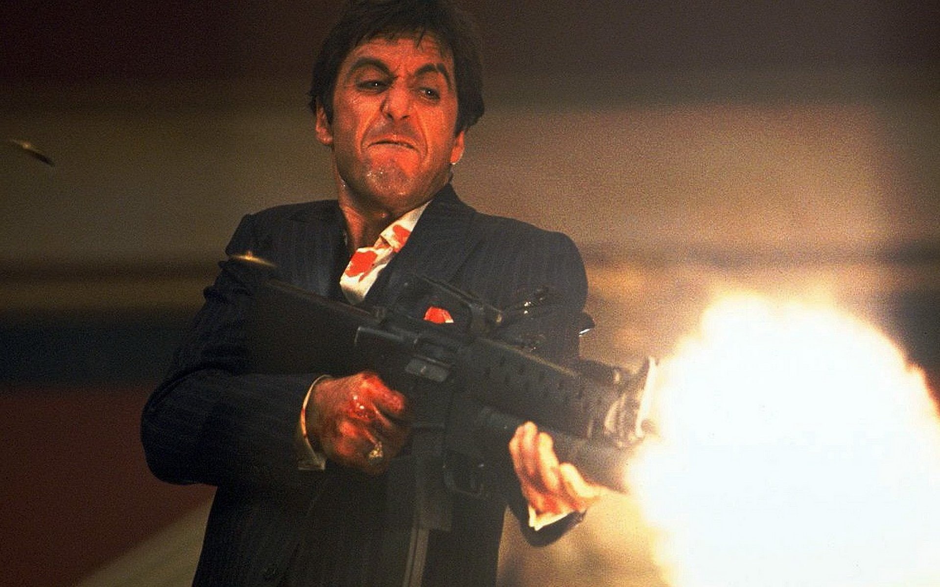 blood, weapon, battle, dark, film, movie, crime, scarface, 1080P, gun, drama, HD Wallpaper