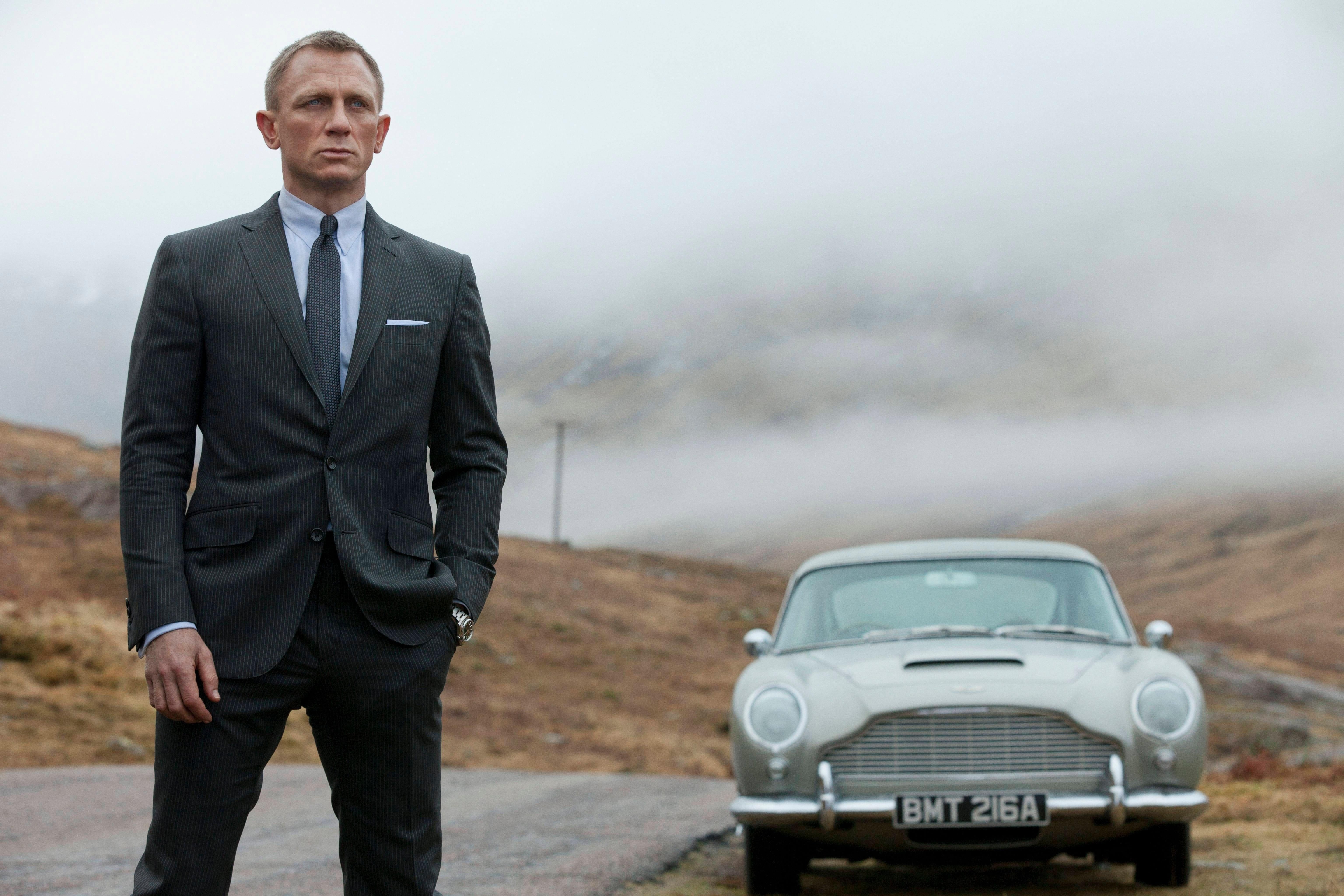 car, road, one person, portrait, travel, motor vehicle, 007, James Bond, looking at camera, transportation, Aston Martin, 5K, nature, adult, Daniel Craig, HD Wallpaper