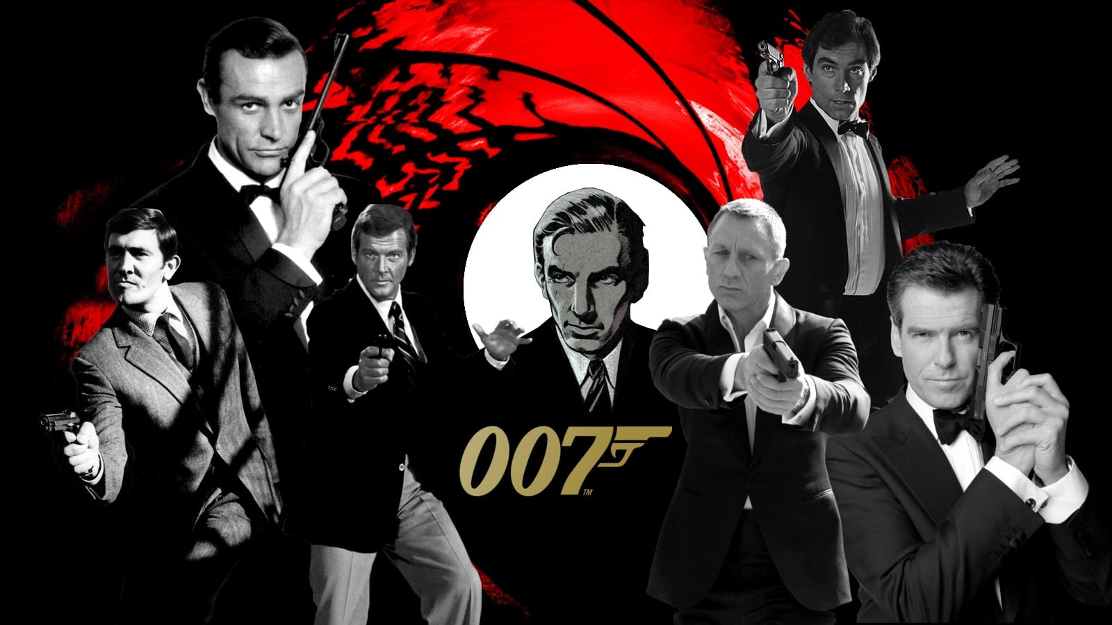 real people, spooky, indoors, suit, text, Pierce Brosnan, crime, people, George Lazenby, James Bond, human skull, communication, Daniel Craig, adult, social issues, HD Wallpaper