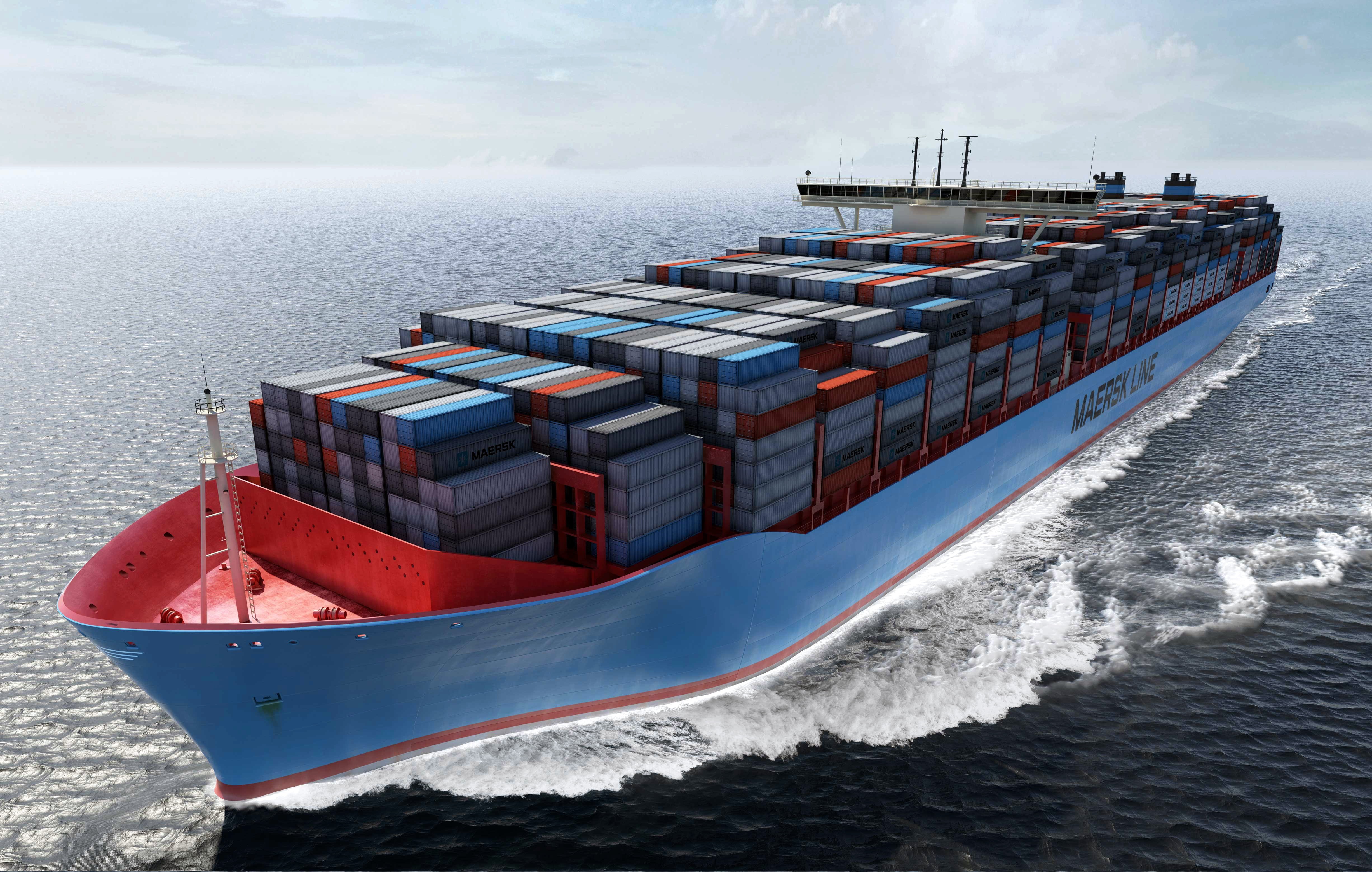 sky, day, nautical Vessel, Maersk, land, industry, cargo Container, carrying, 4K, Case, equipment, export, container Ship, mode of Transport, freight Transportation, HD Wallpaper